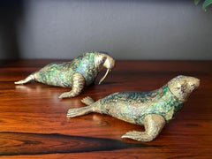Maitland Smith Mother of Pearl Seal and Walrus Sculpture