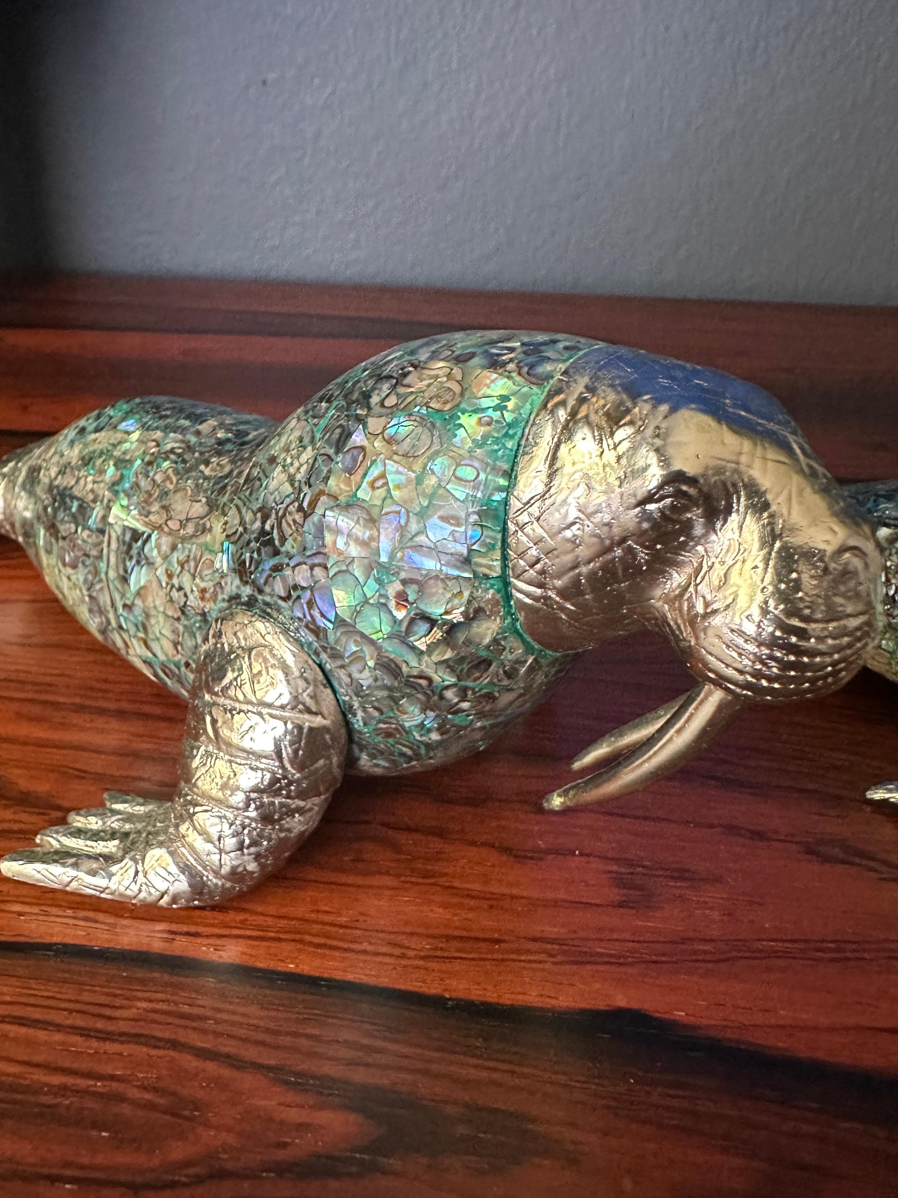 Maitland Smith Mother of Pearl Seal and Walrus Sculpture 1