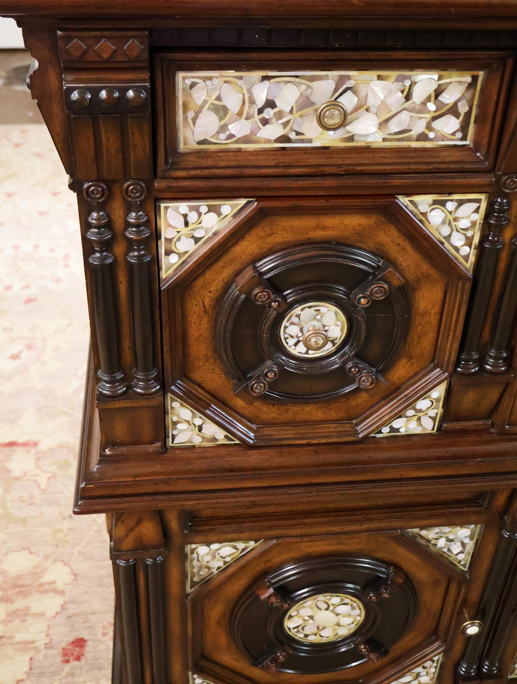 Maitland Smith Mother of Pearl Walnut English 17th Century Style Dresser Chest For Sale 5