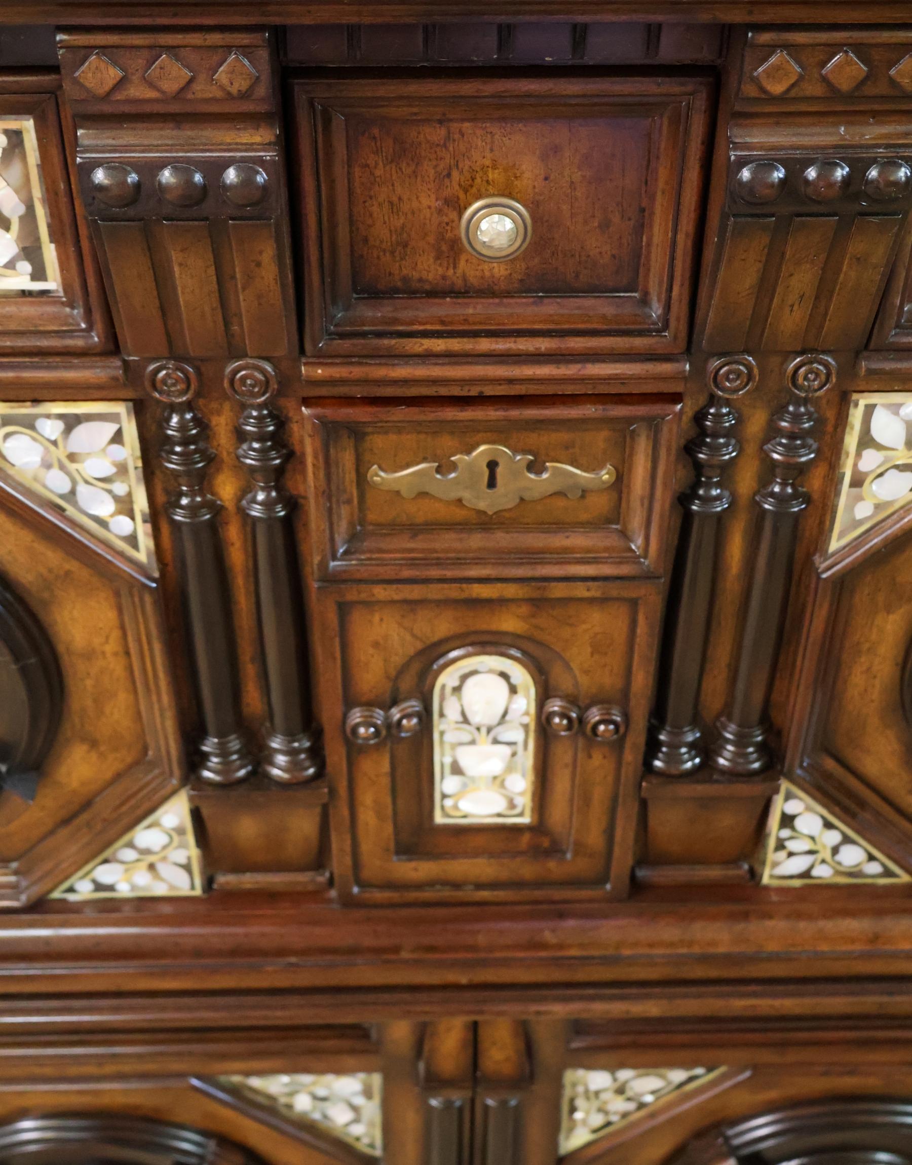 Maitland Smith Mother of Pearl Walnut English 17th Century Style Dresser Chest For Sale 6