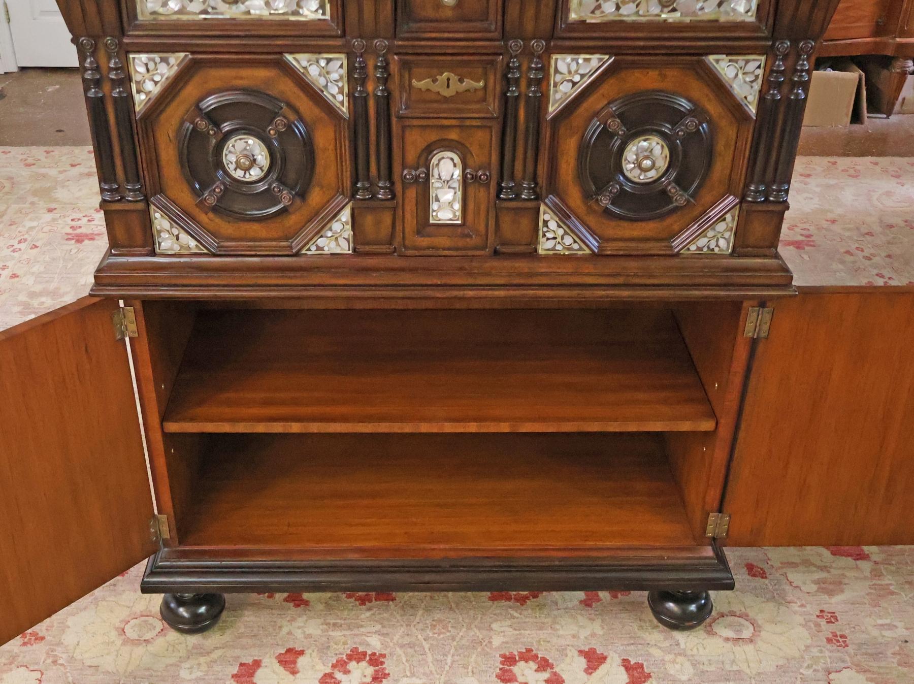 Contemporary Maitland Smith Mother of Pearl Walnut English 17th Century Style Dresser Chest For Sale