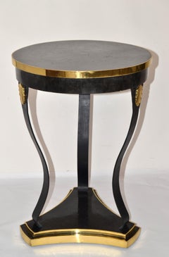 Maitland-Smith Nautical Forged Iron Black Marble Bronze Coastal Drink Side Table