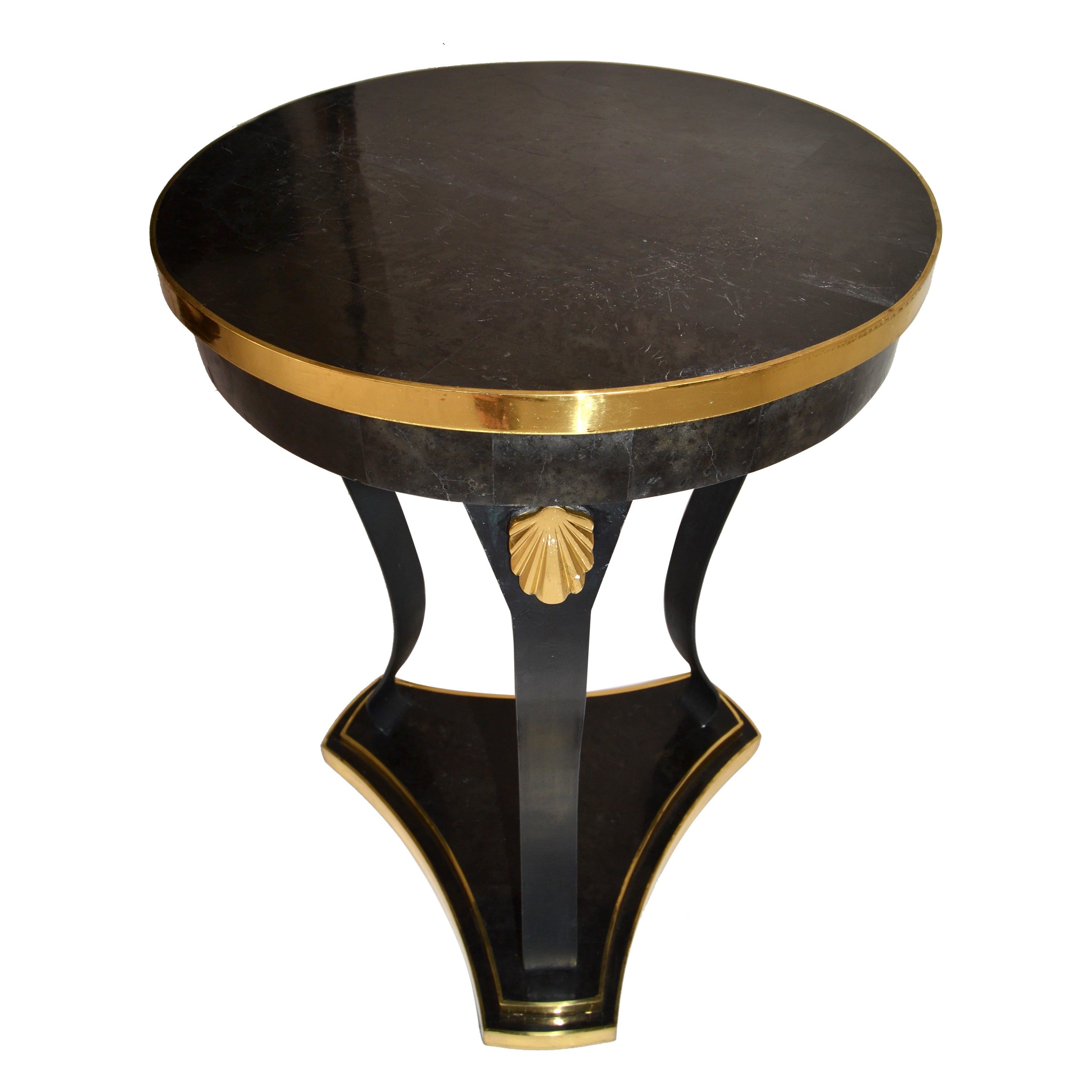 Maitland Smith Tavolino Nautico in Ferro Forgiato Nero Marmo Bronzo Costiero