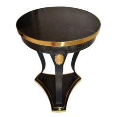 Maitland-Smith Nautical Forged Iron Black Marble Bronze Coastal Drink Side Table
