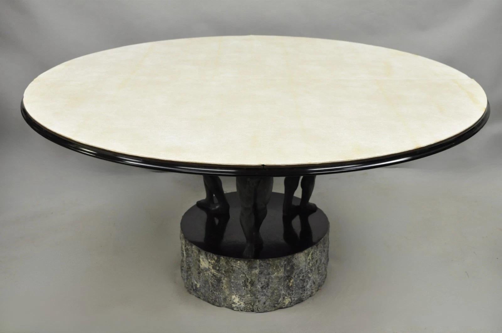 Tavolo da pranzo neoclassico con piedistallo di Maitland Smith in bronzo figurato greco romano in vendita 4