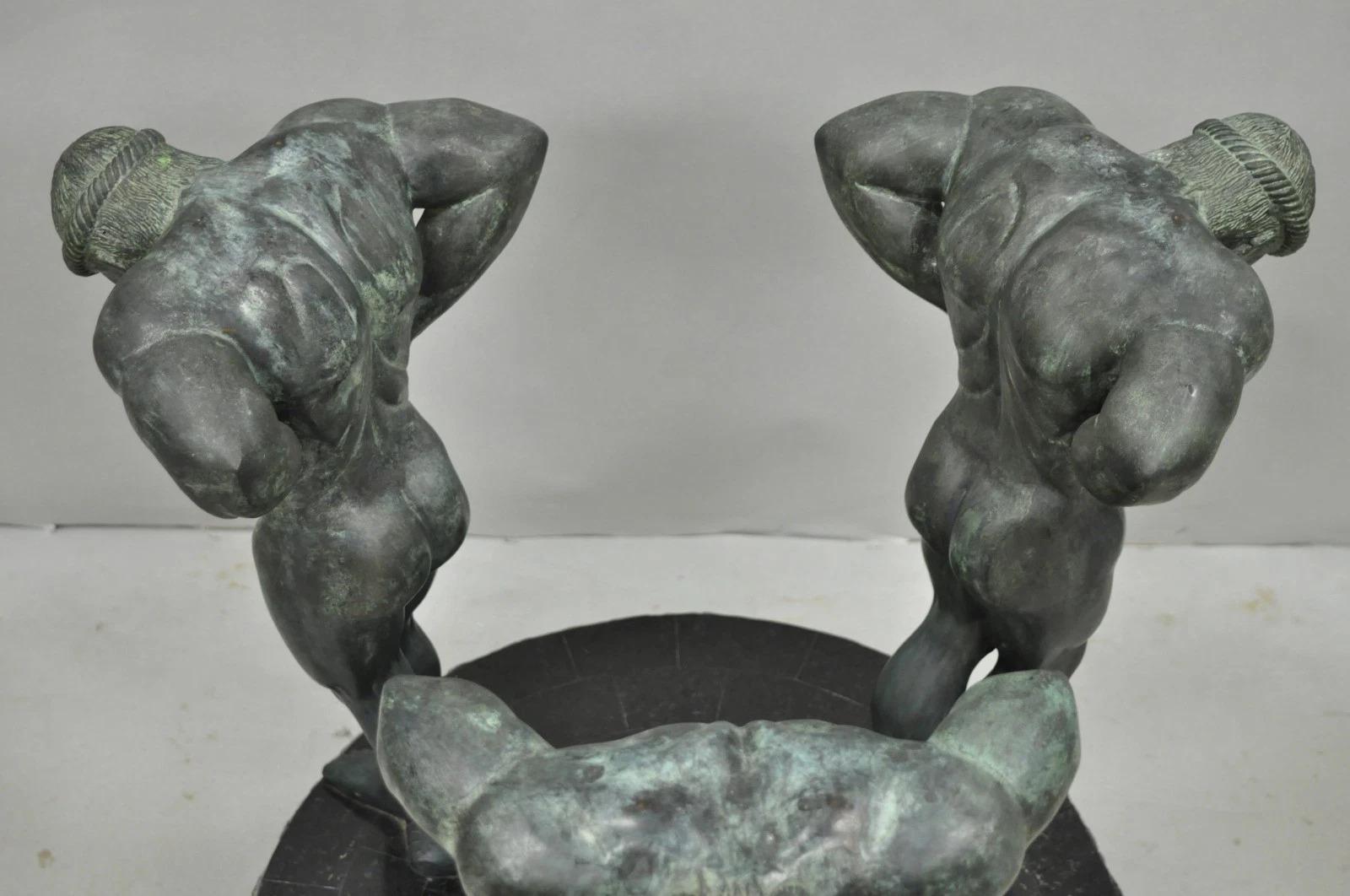 Tavolo da pranzo neoclassico con piedistallo di Maitland Smith in bronzo figurato greco romano in vendita 7