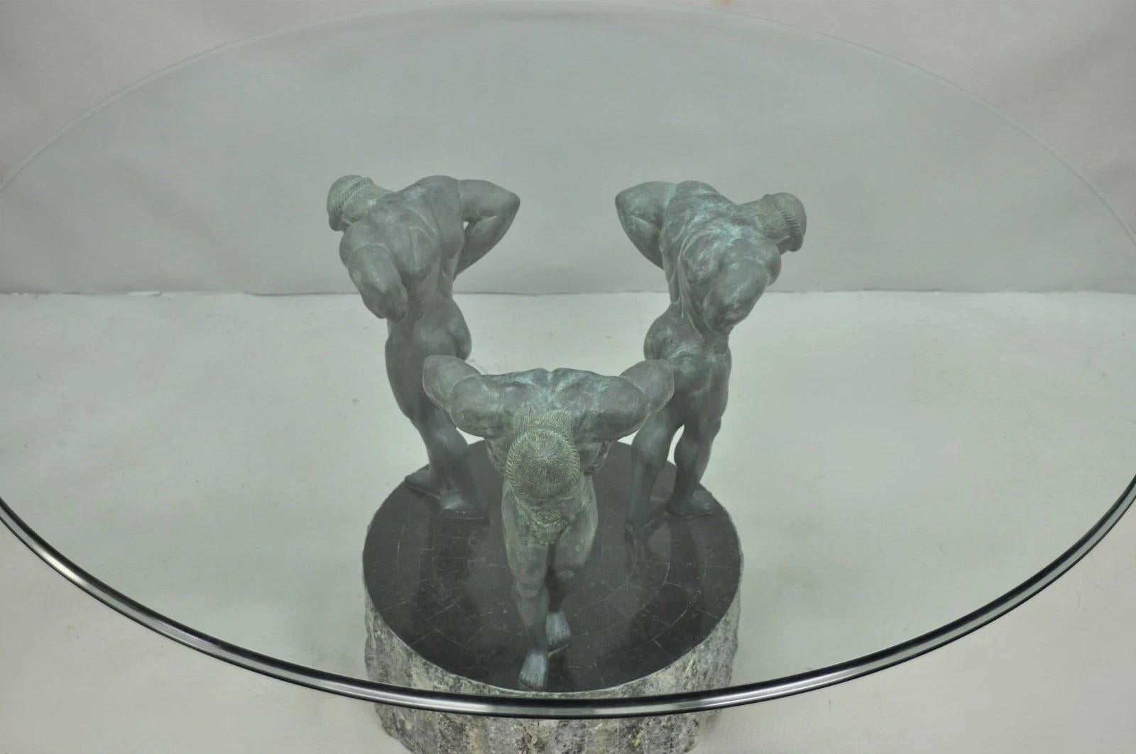 Bronzo Tavolo da pranzo neoclassico con piedistallo di Maitland Smith in bronzo figurato greco romano in vendita