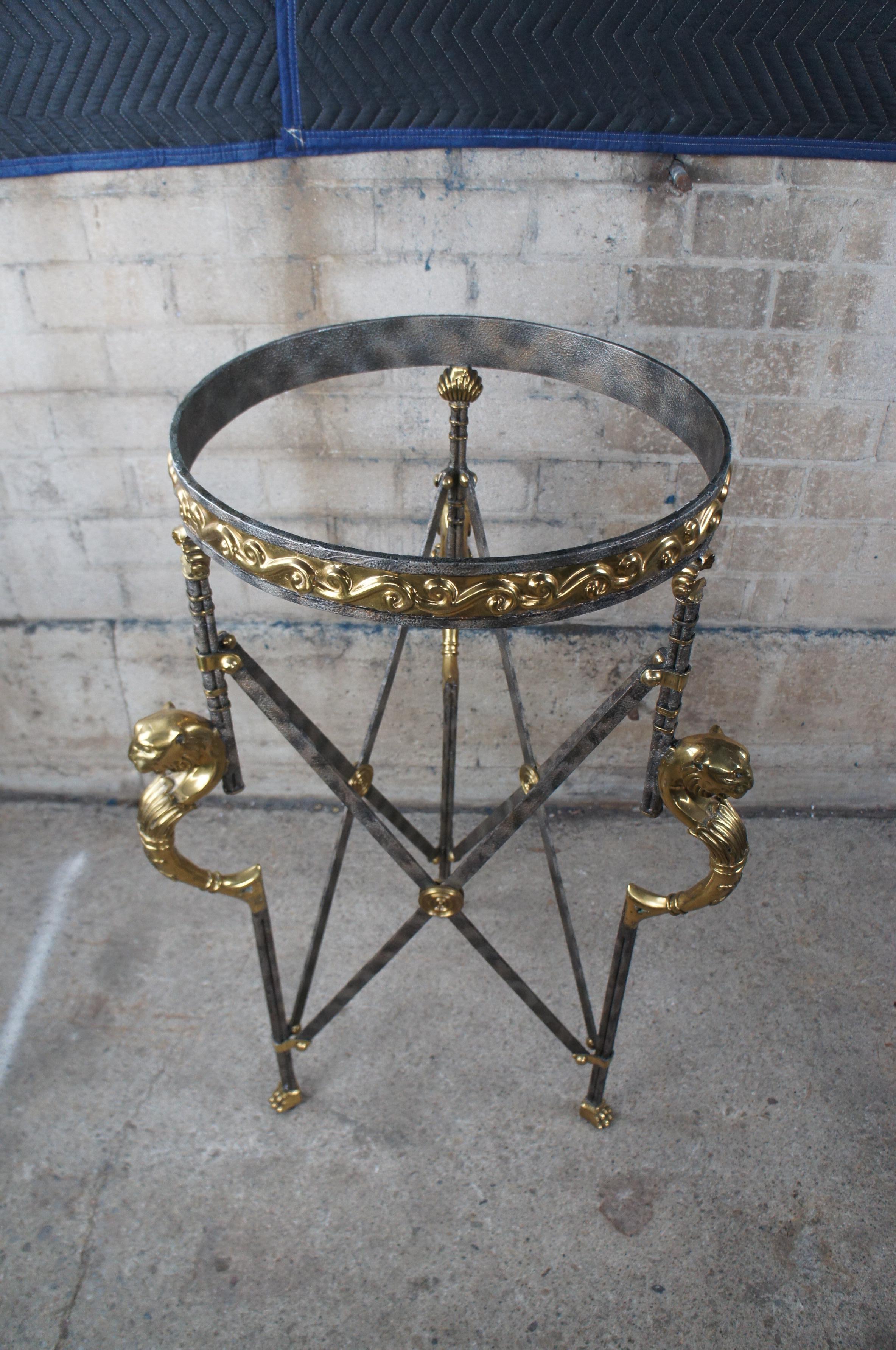Maitland Smith Neoclassical Egyptian Revival Iron Bronze Plant Stand Jardiniere 8