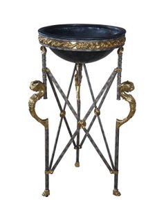 Maitland Smith Neoclassical Egyptian Revival Iron Bronze Plant Stand Jardiniere