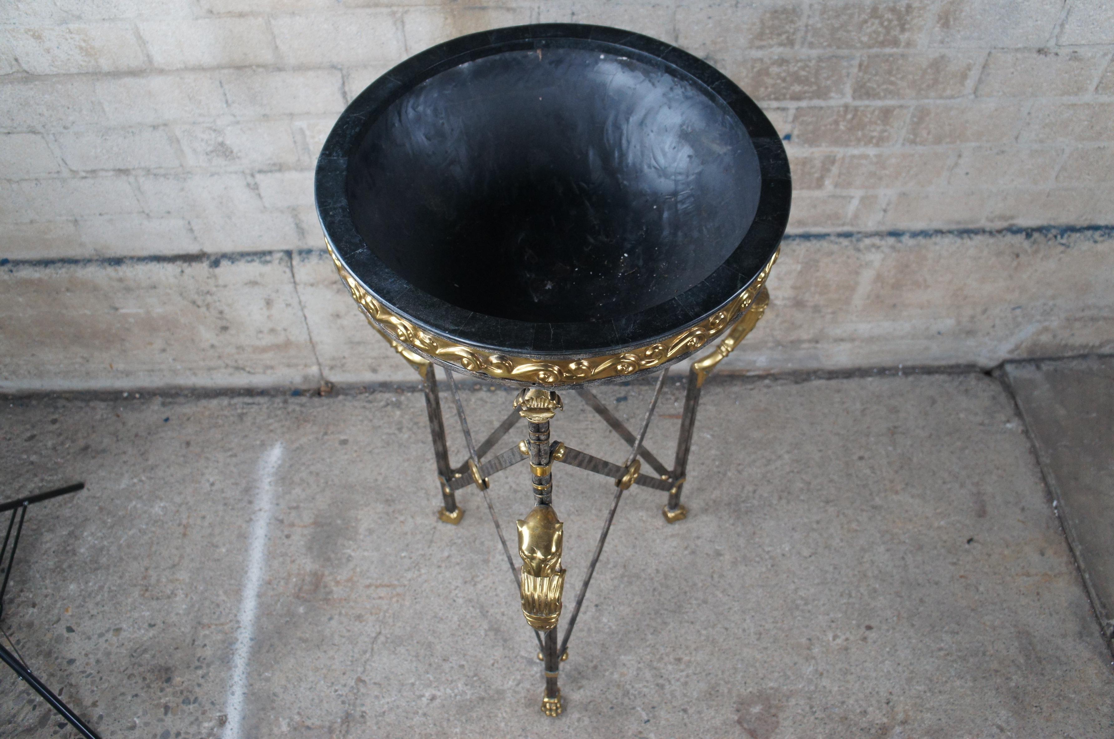 Maitland Smith Neoclassical Egyptian Revival Iron Bronze Plant Stand Jardiniere 2