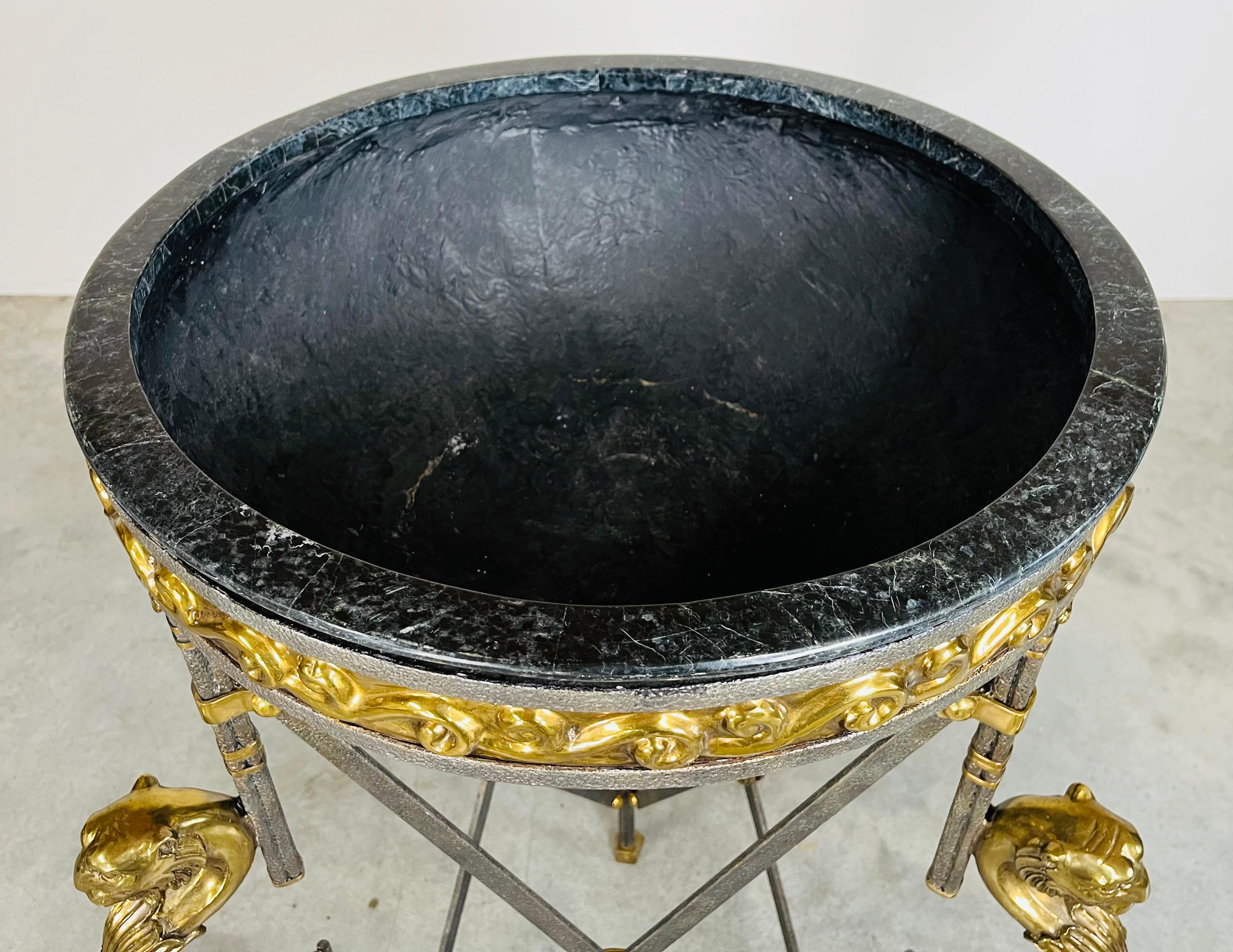 Maitland Smith Neoclassical Egyptian Revival Iron Bronze Plant Stand Jardiniere For Sale 1