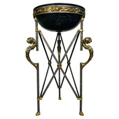 Maitland Smith Neoclassical Egyptian Revival Iron Bronze Plant Stand Jardiniere