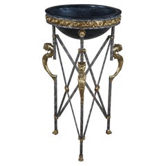 Maitland Smith Neoclassical Egyptian Revival Iron Bronze Plant Stand Jardiniere