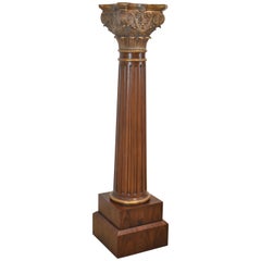 Maitland Smith Neoclassical Fluted Column / Pedestal / Plant Stand Carved Burle
