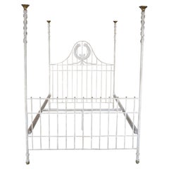 Used Maitland Smith Neoclassical Laurel Wreath Iron Four Poster Queen Size Bed