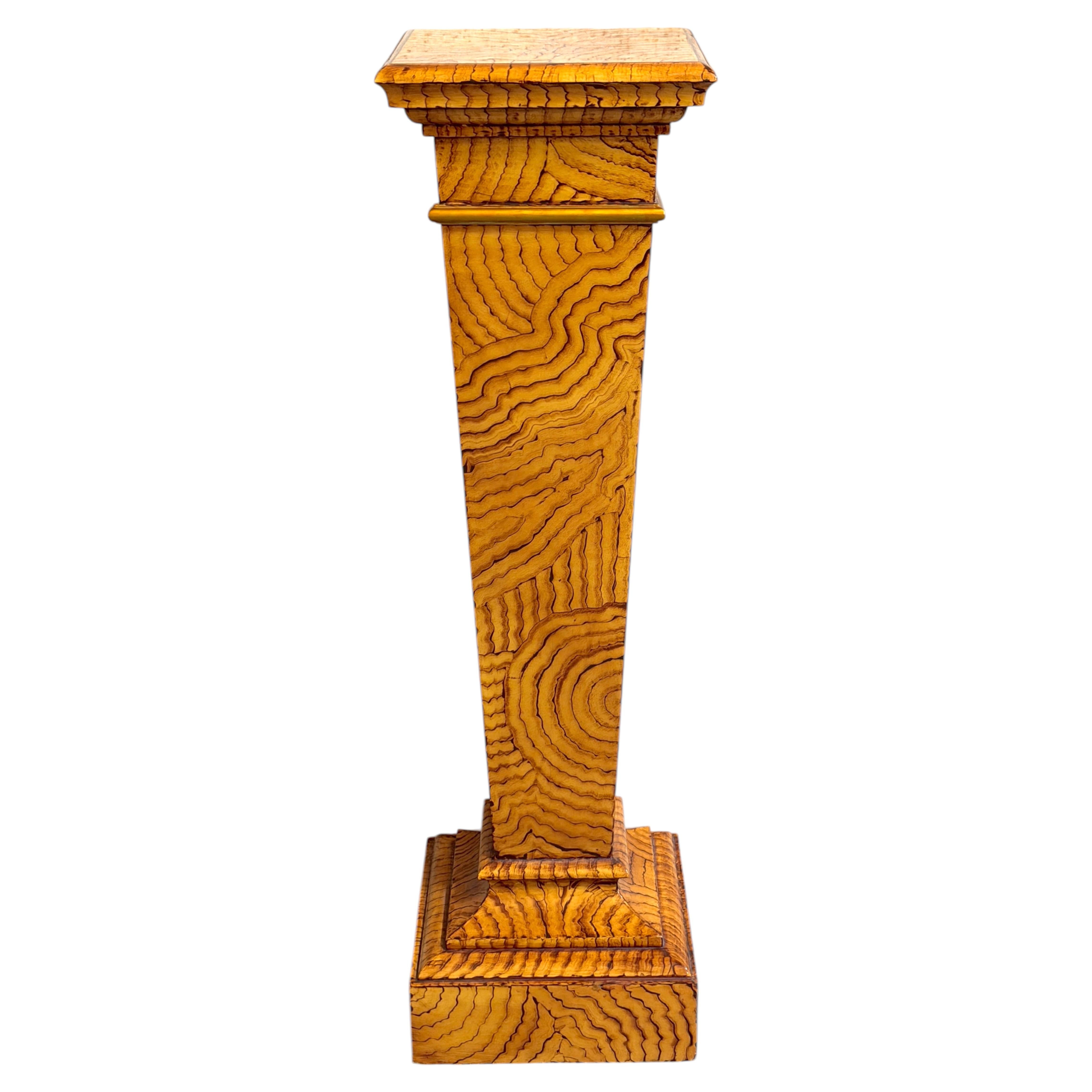Maitland-Smith Neoclassical Pedestal with Marbled Agateware-Style Lacquer For Sale