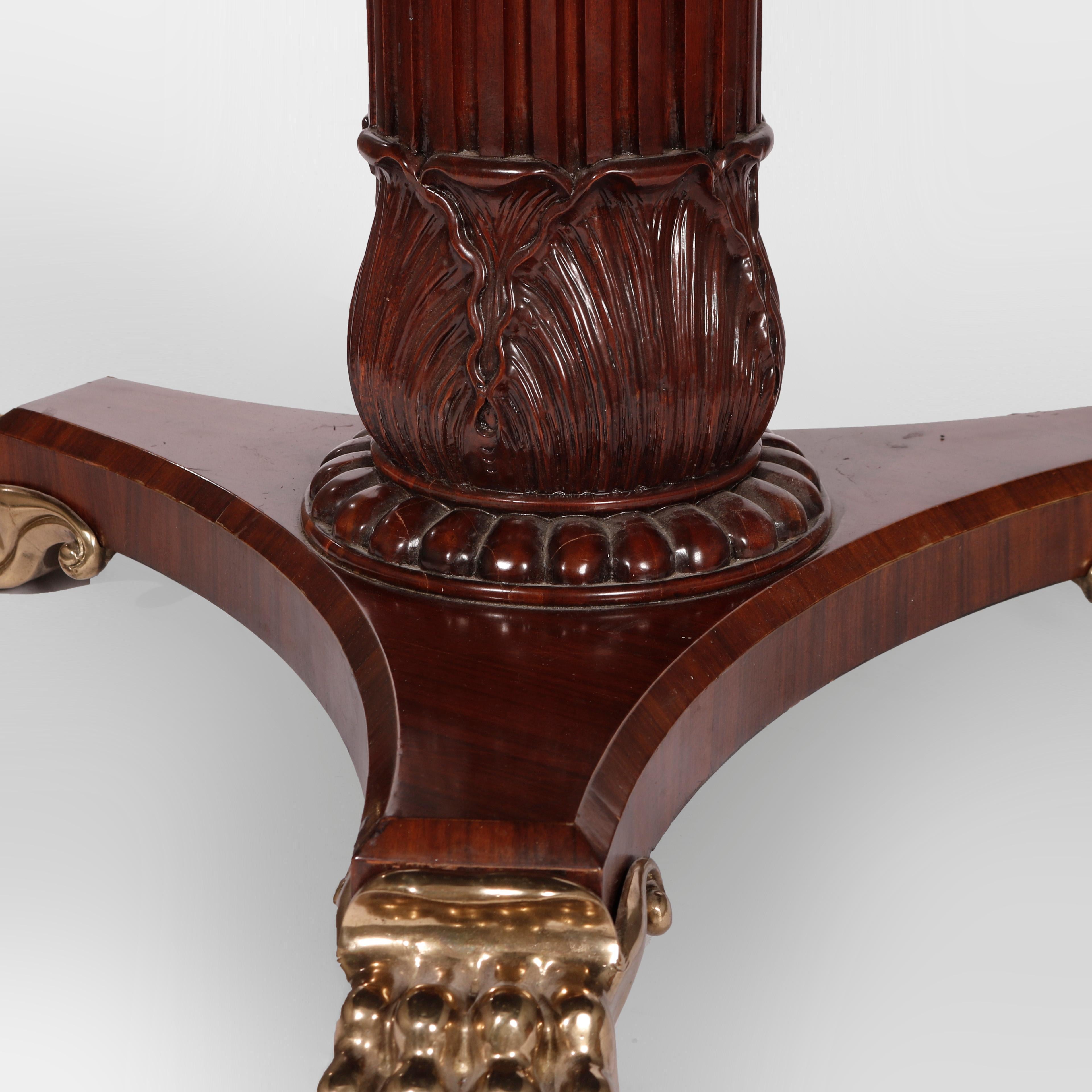 Table centrale néoclassique Maitland Smith en bois de rose, acajou, cuir et laiton en vente 6