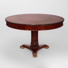 Maitland Smith Neoclassical Rosewood, Mahogany, Leather & Brass Center Table