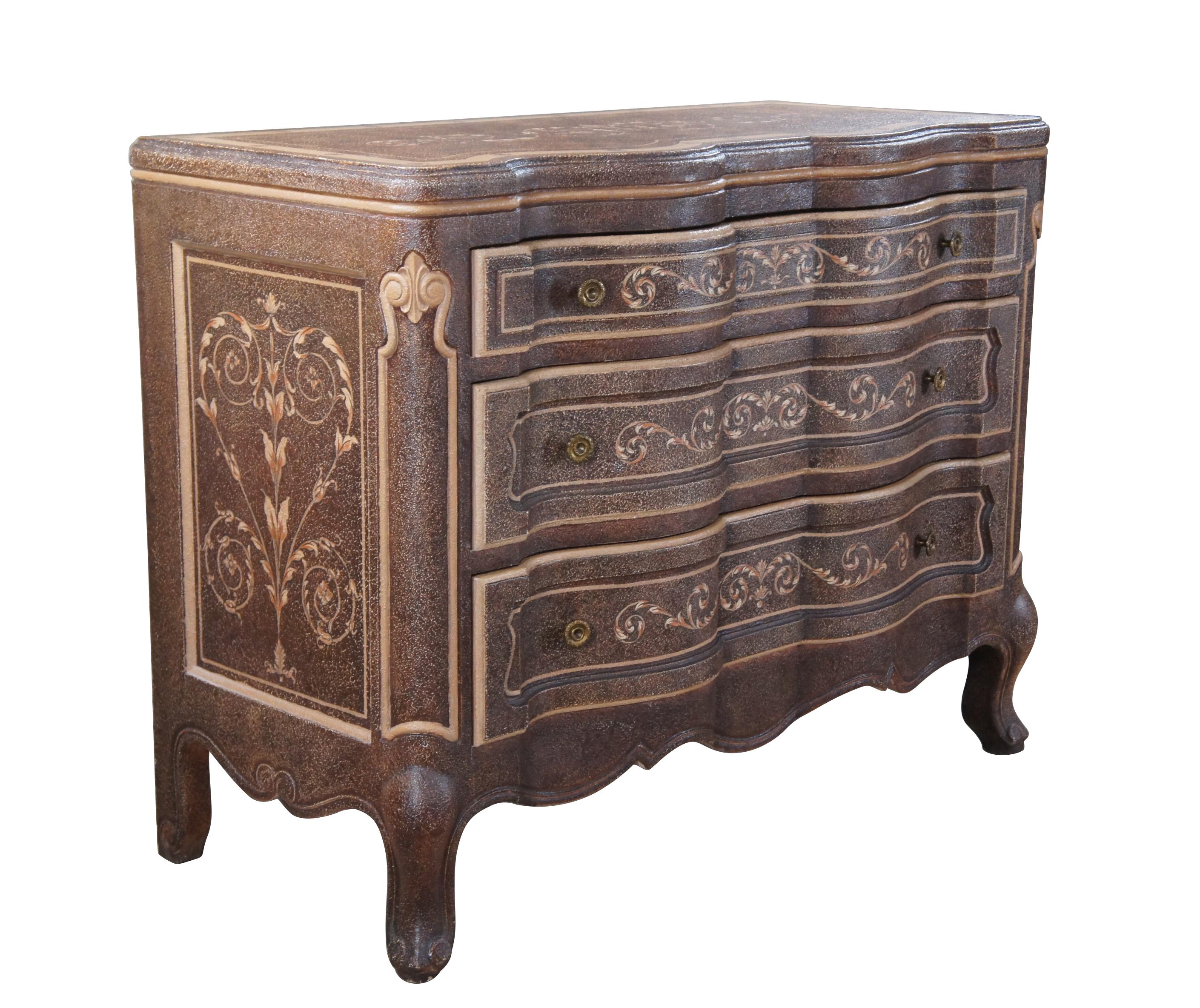 Maitland Smith Neoclassical Serpentine Oxbow Commode Console Table Chest Drawers In Good Condition For Sale In Dayton, OH