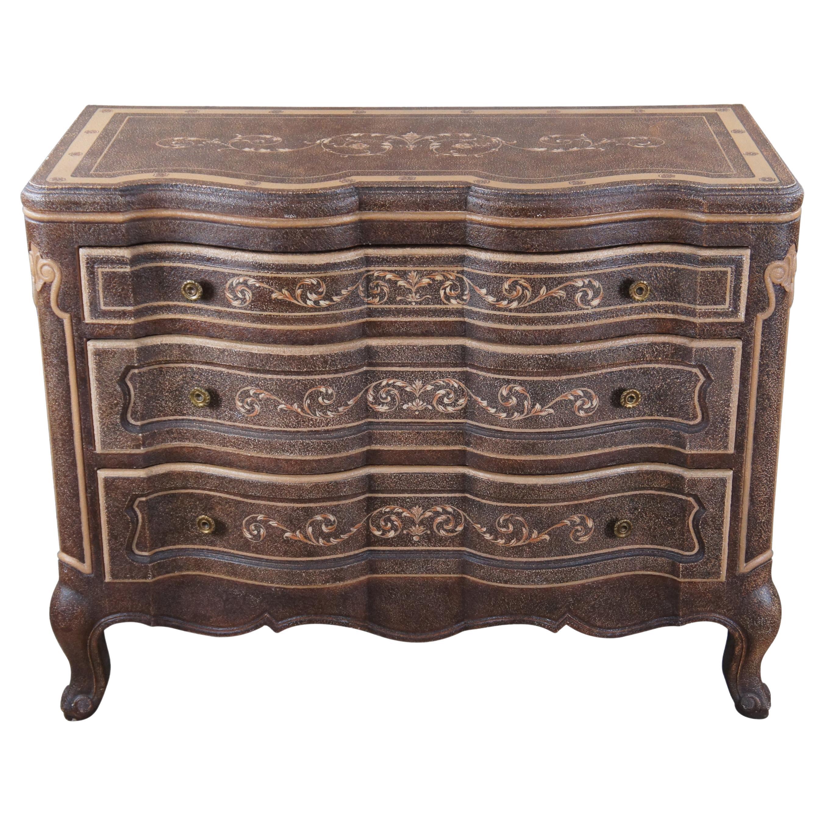 Maitland Smith Neoclassical Serpentine Oxbow Commode Console Table Chest Drawers For Sale