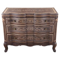 Retro Maitland Smith Neoclassical Serpentine Oxbow Commode Console Table Chest Drawers