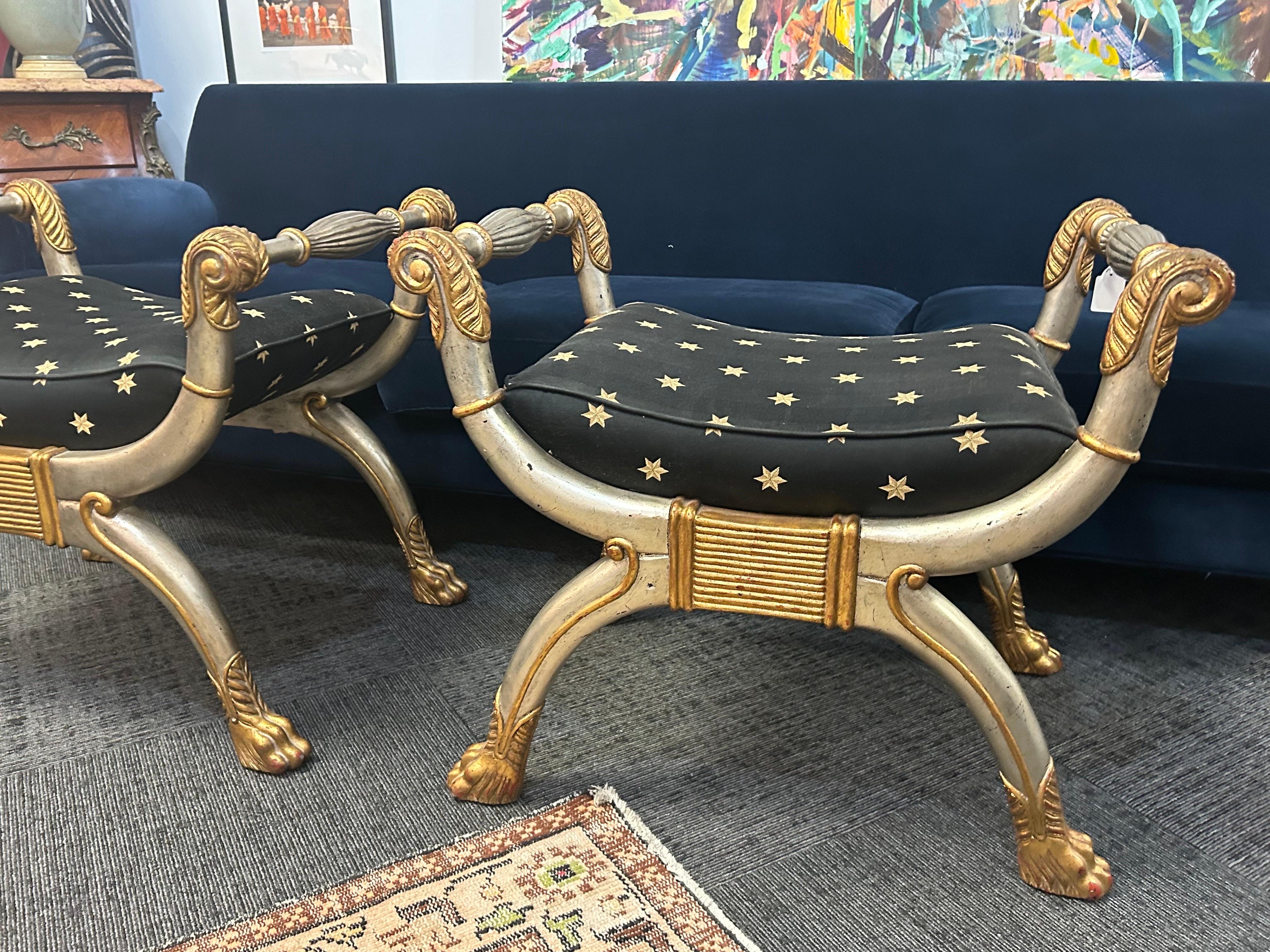 Maitland Smith neoclassical style benches a pair In Good Condition In West Palm Beach, FL
