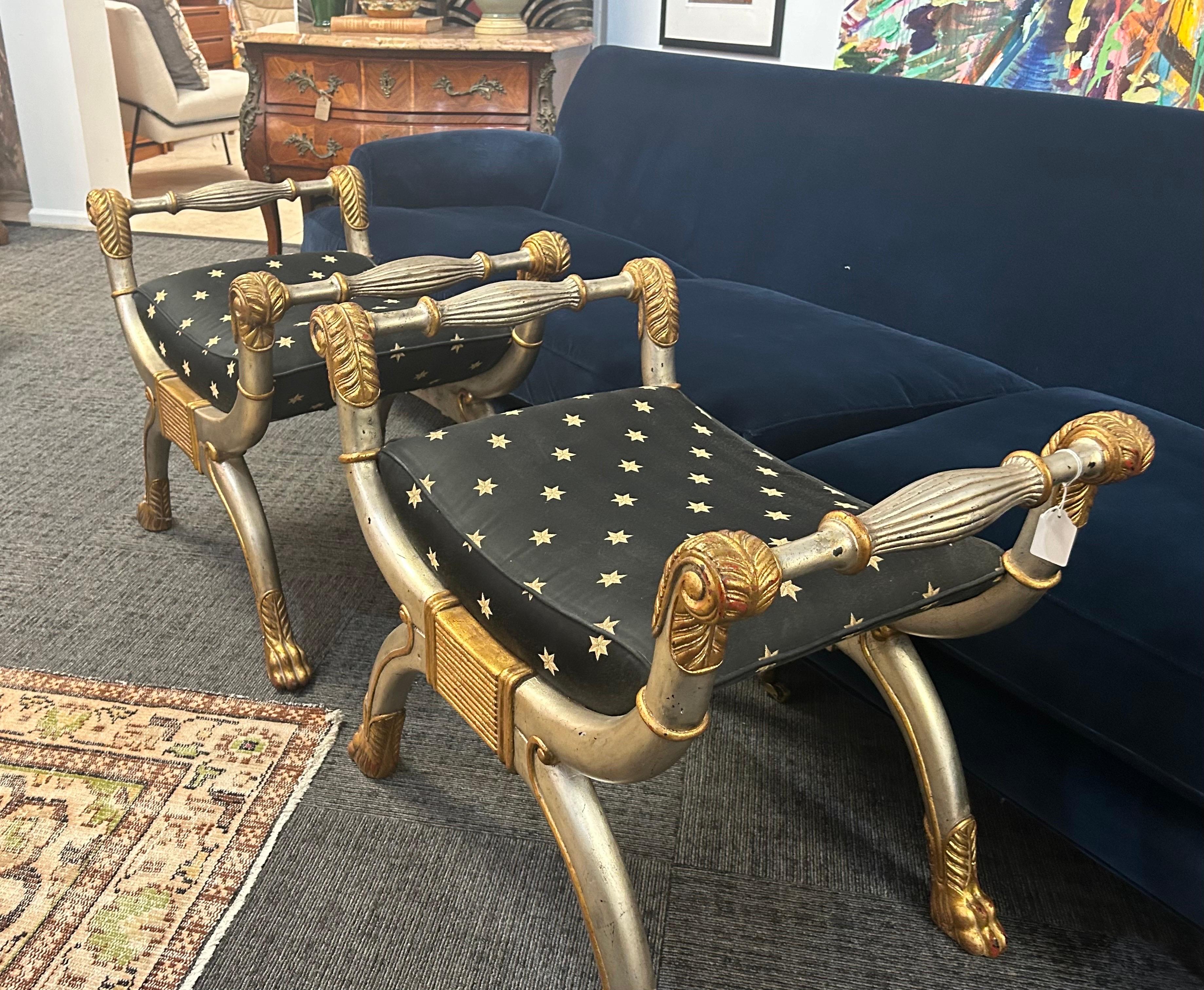 Maitland Smith neoclassical style benches a pair 2