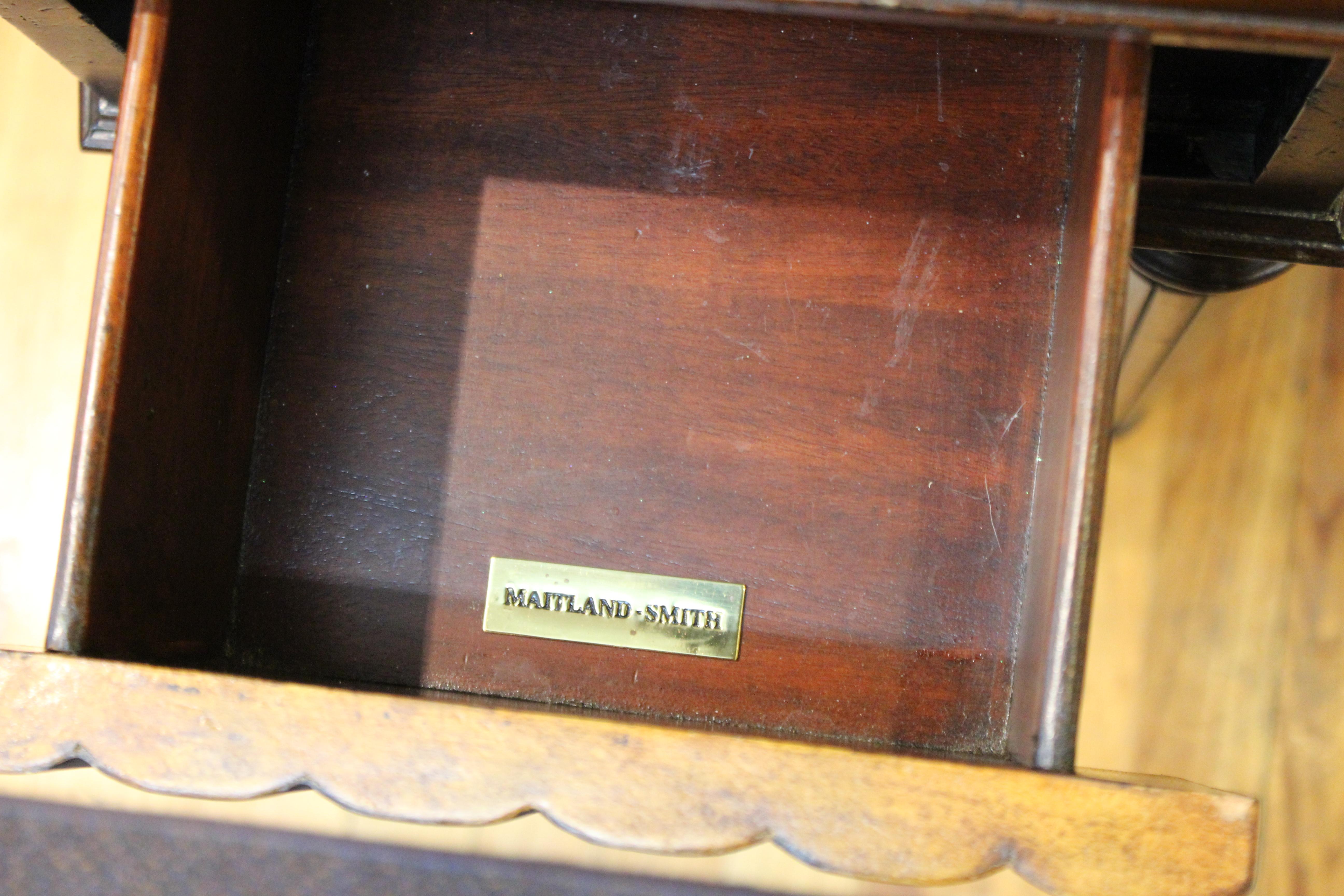 Maitland Smith Neoclassical Style Faux Book Table with Tooled Leather Top 4