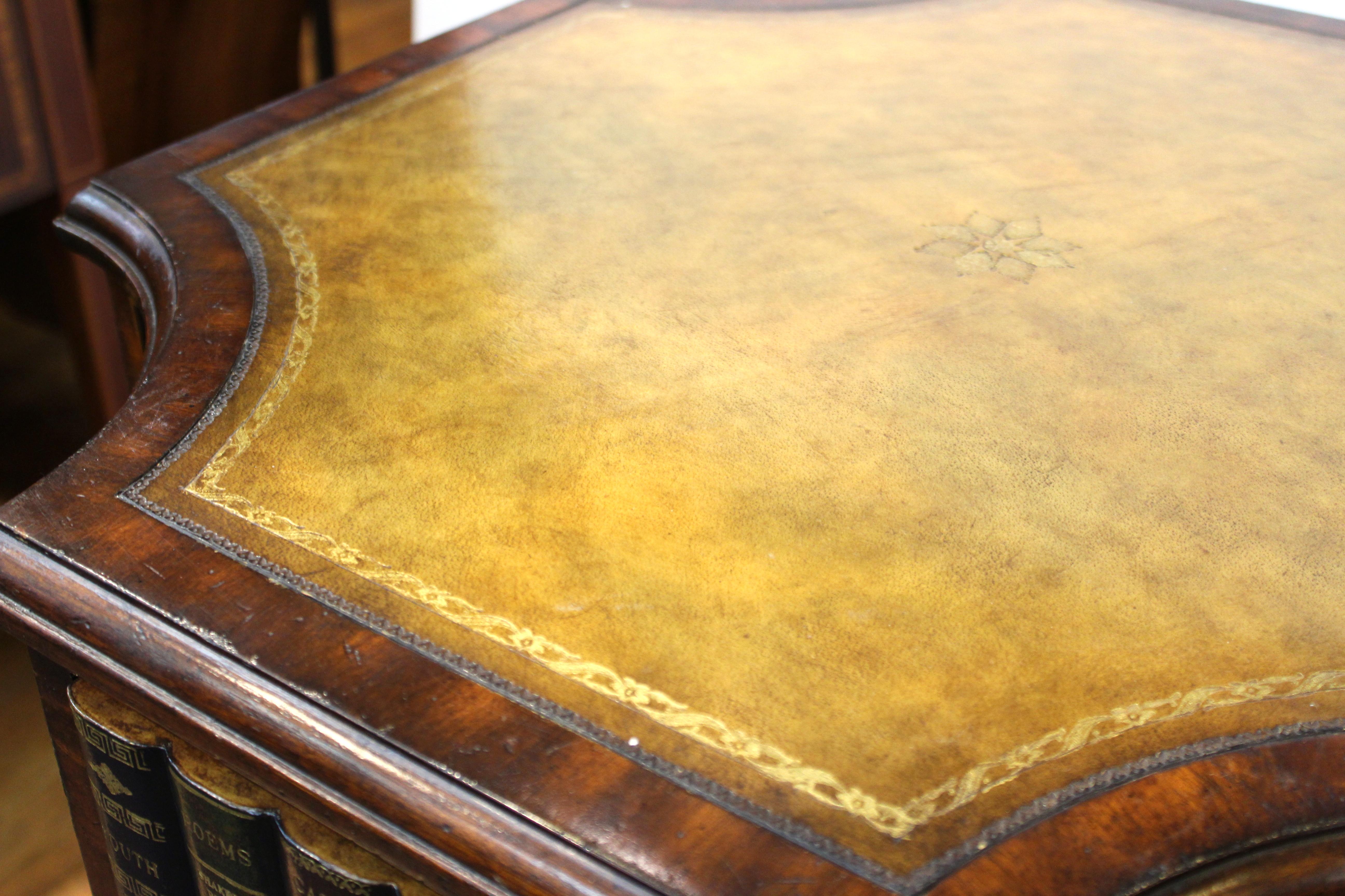 Maitland Smith Neoclassical Style Faux Book Table with Tooled Leather Top 5