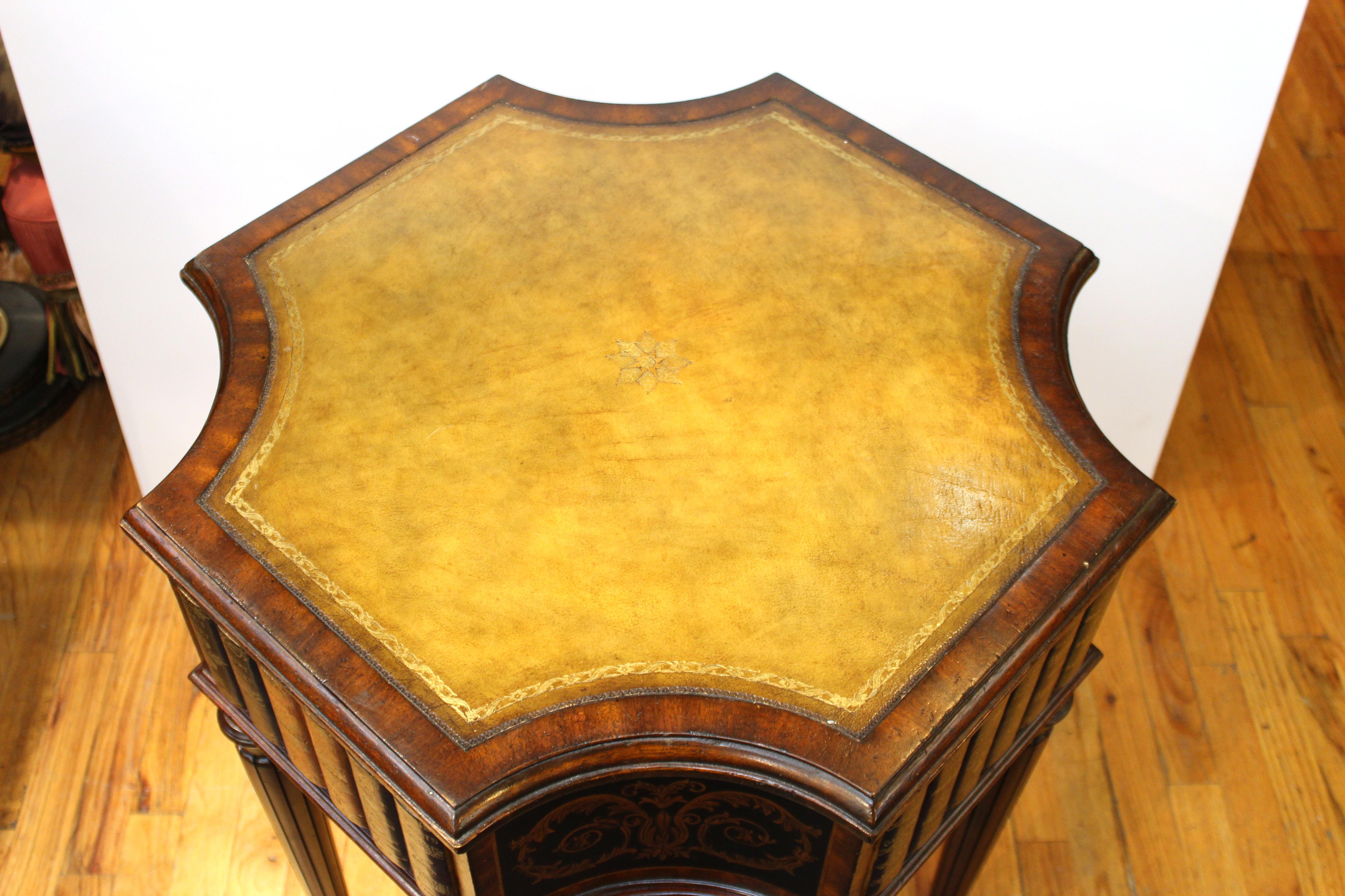 Neoclassical Revival Maitland Smith Neoclassical Style Faux Book Table with Tooled Leather Top