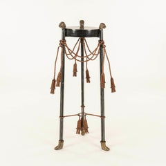 Maitland Smith Neoclassical Style Iron Brass Tessellated Marble Lion Pedestal II