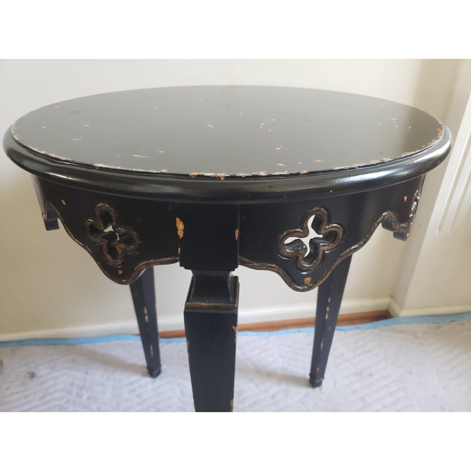Hardwood Maitland Smith Occasional Distressed Painted Side Table Center Table For Sale