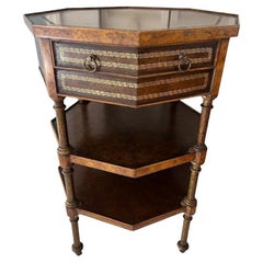 Maitland Smith Octagon Accent Table with a Drawer & 2 Shelves
