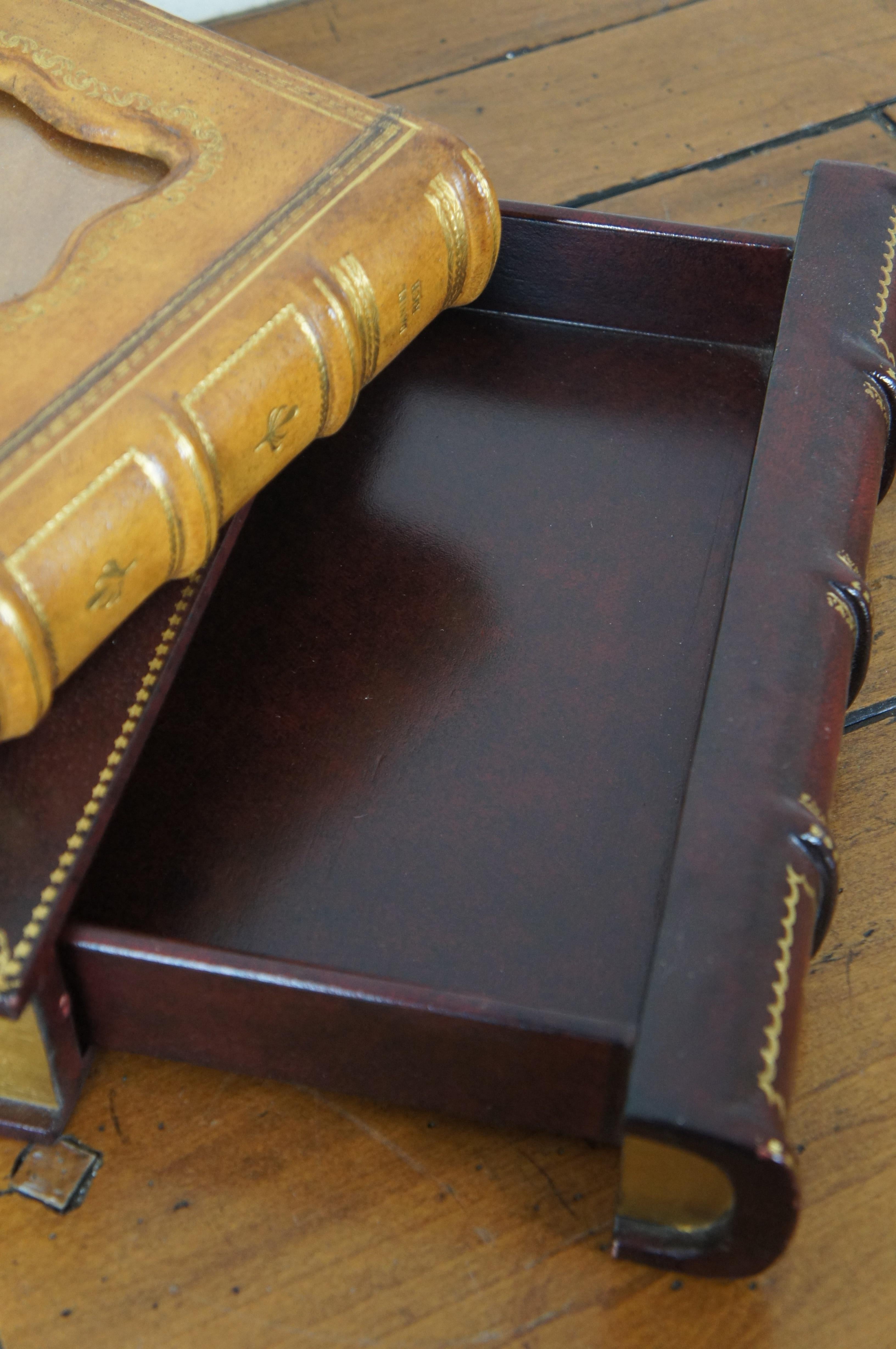 Maitland Smith Odyssey Degas Stapelbares Leder-Bücherregal mit Aktenschachtel im Angebot 8