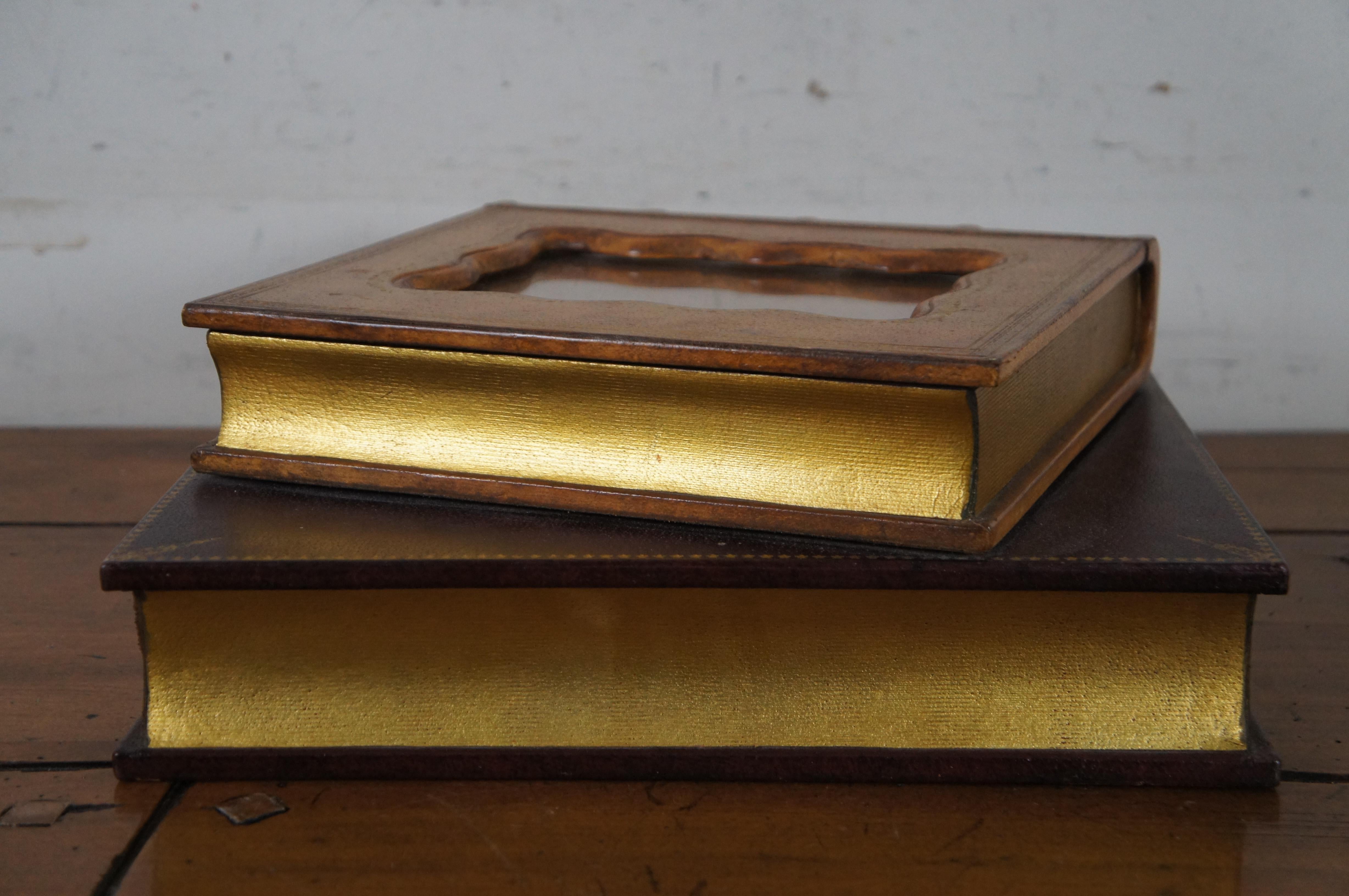 Maitland Smith Odyssey Degas Stapelbares Leder-Bücherregal mit Aktenschachtel im Angebot 2