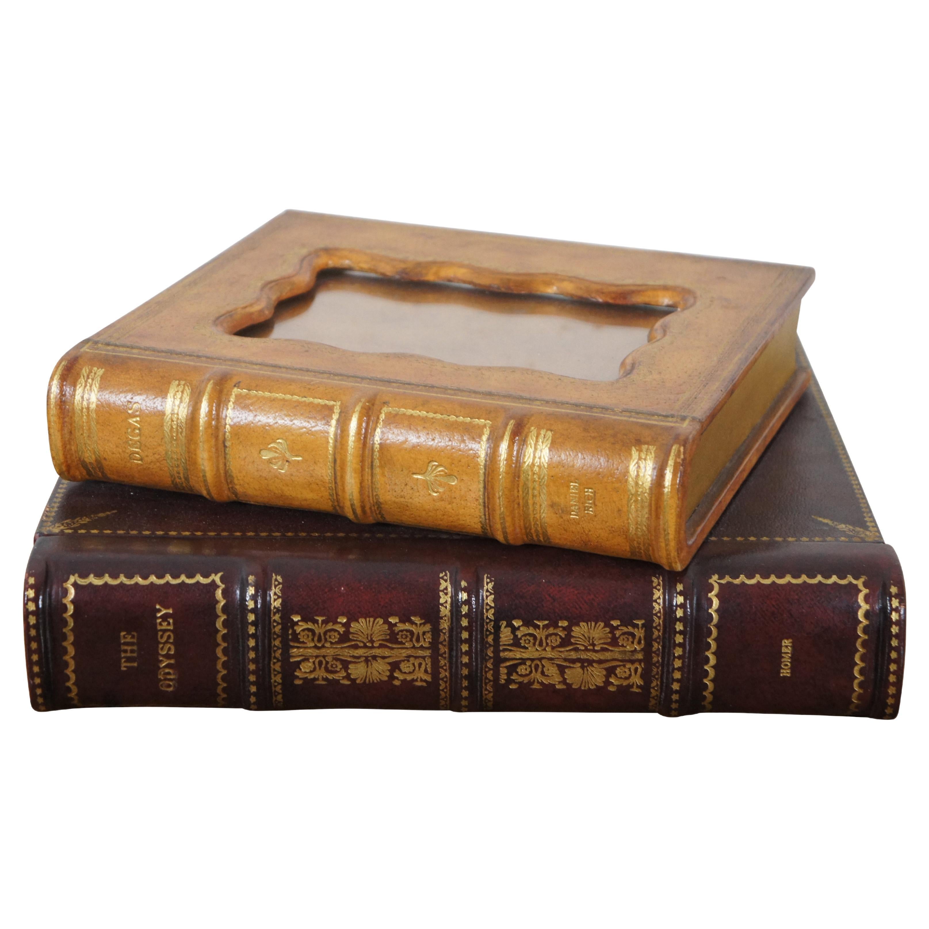 Maitland Smith Odyssey Degas Stapelbares Leder-Bücherregal mit Aktenschachtel im Angebot