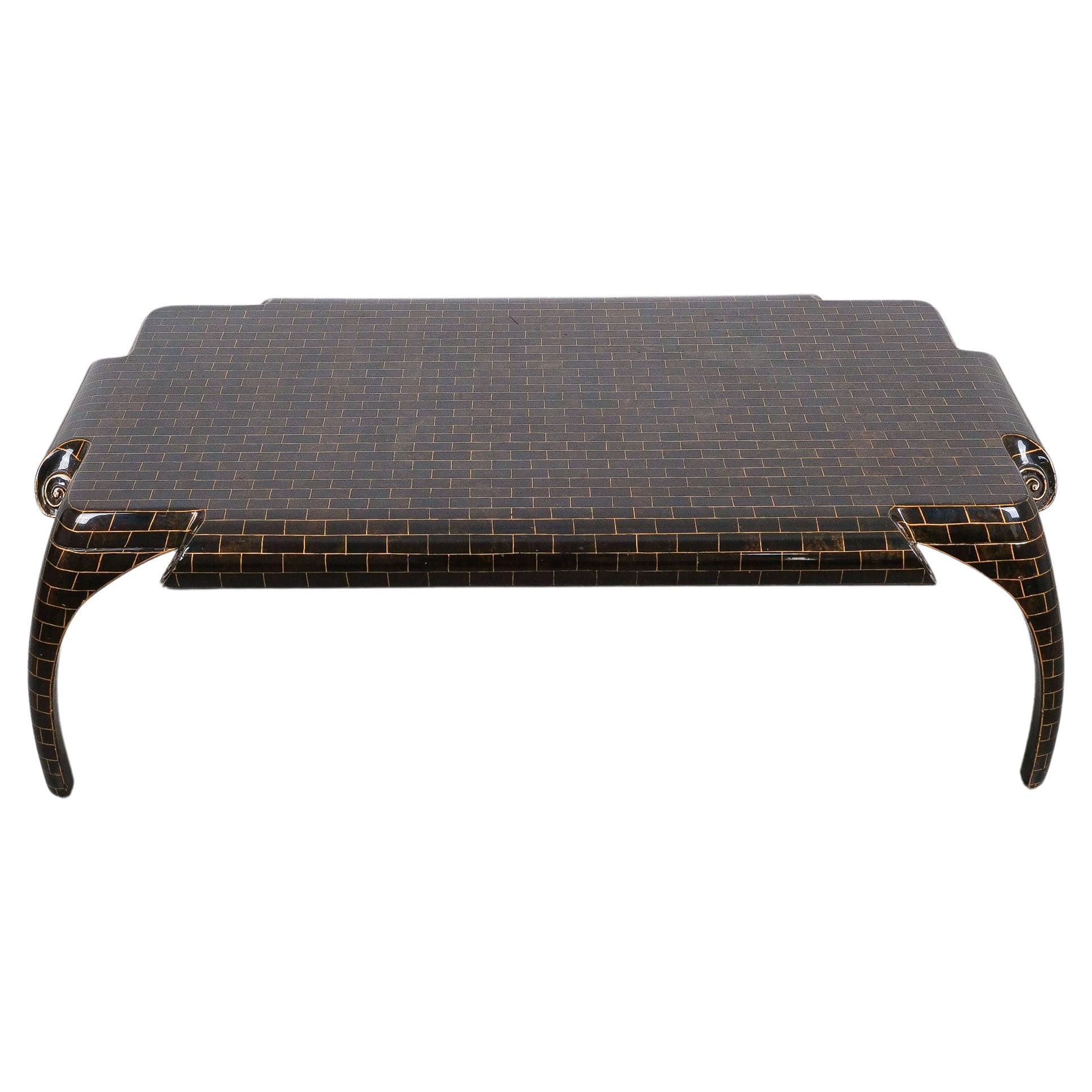 Grande table originale Maitland Smith de style chinoiserie surréaliste, 1970 en vente