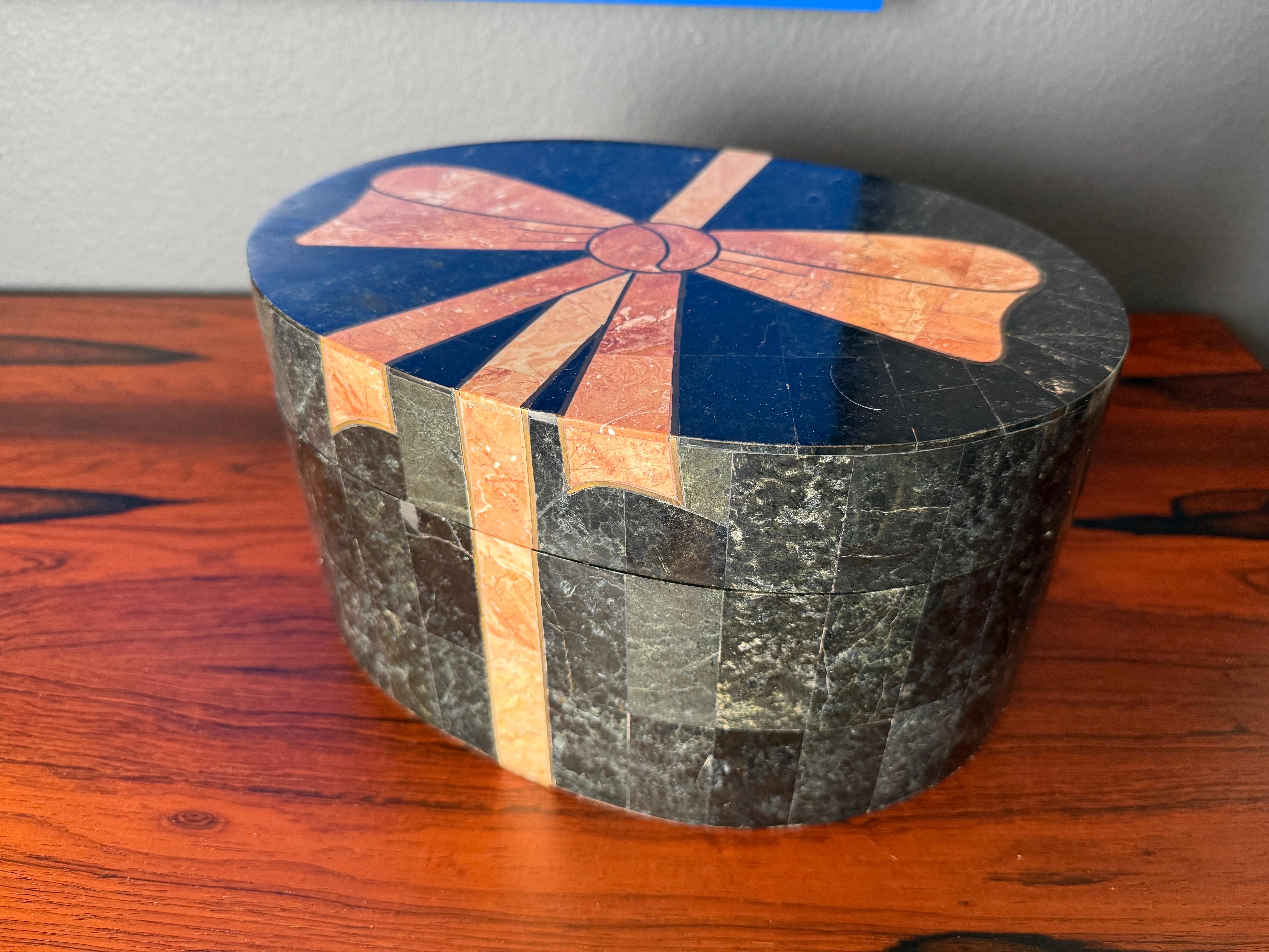 Late 20th Century Maitland Smith Oval Jewelry Box For Sale