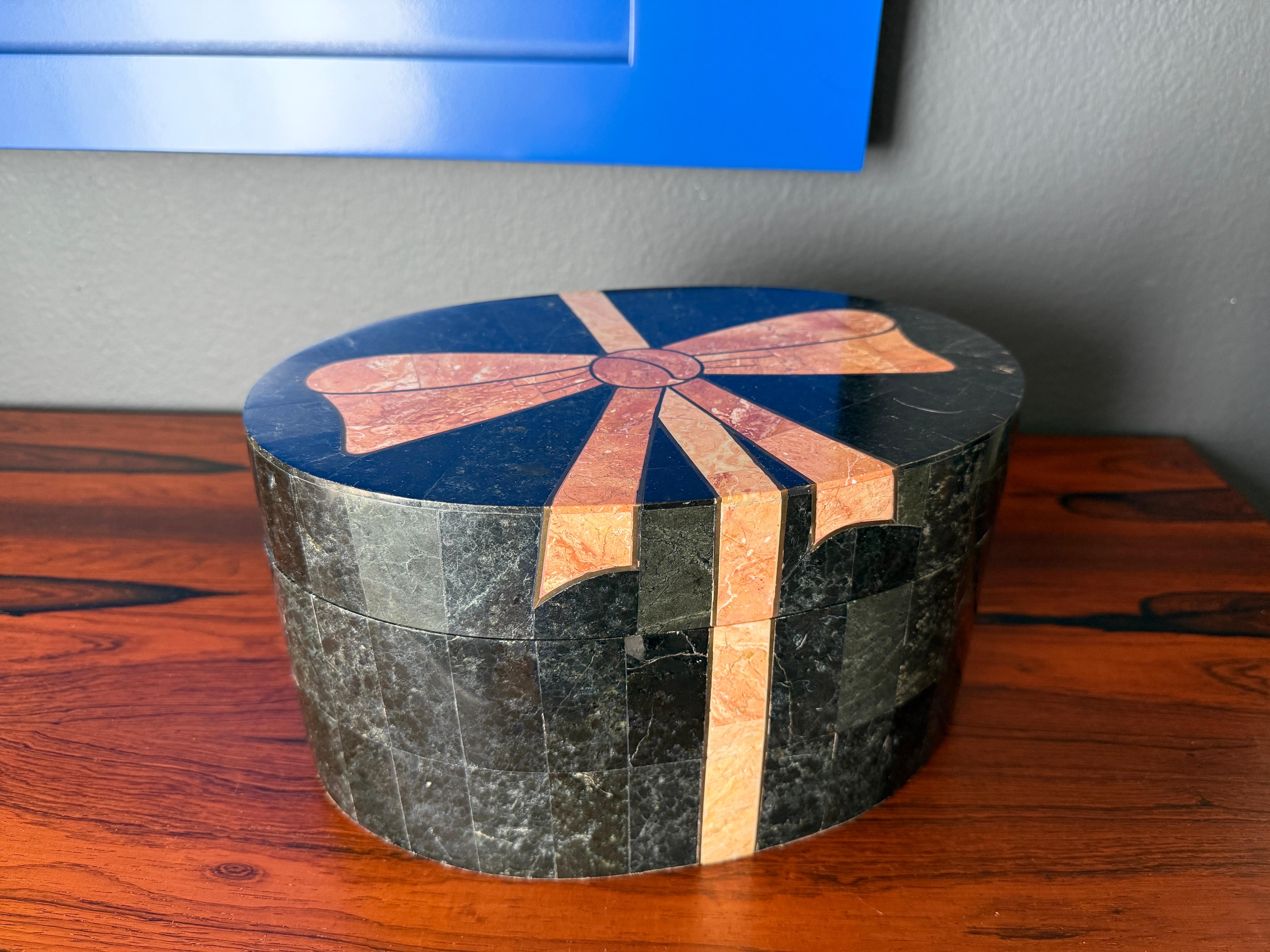 Stone Maitland Smith Oval Jewelry Box For Sale