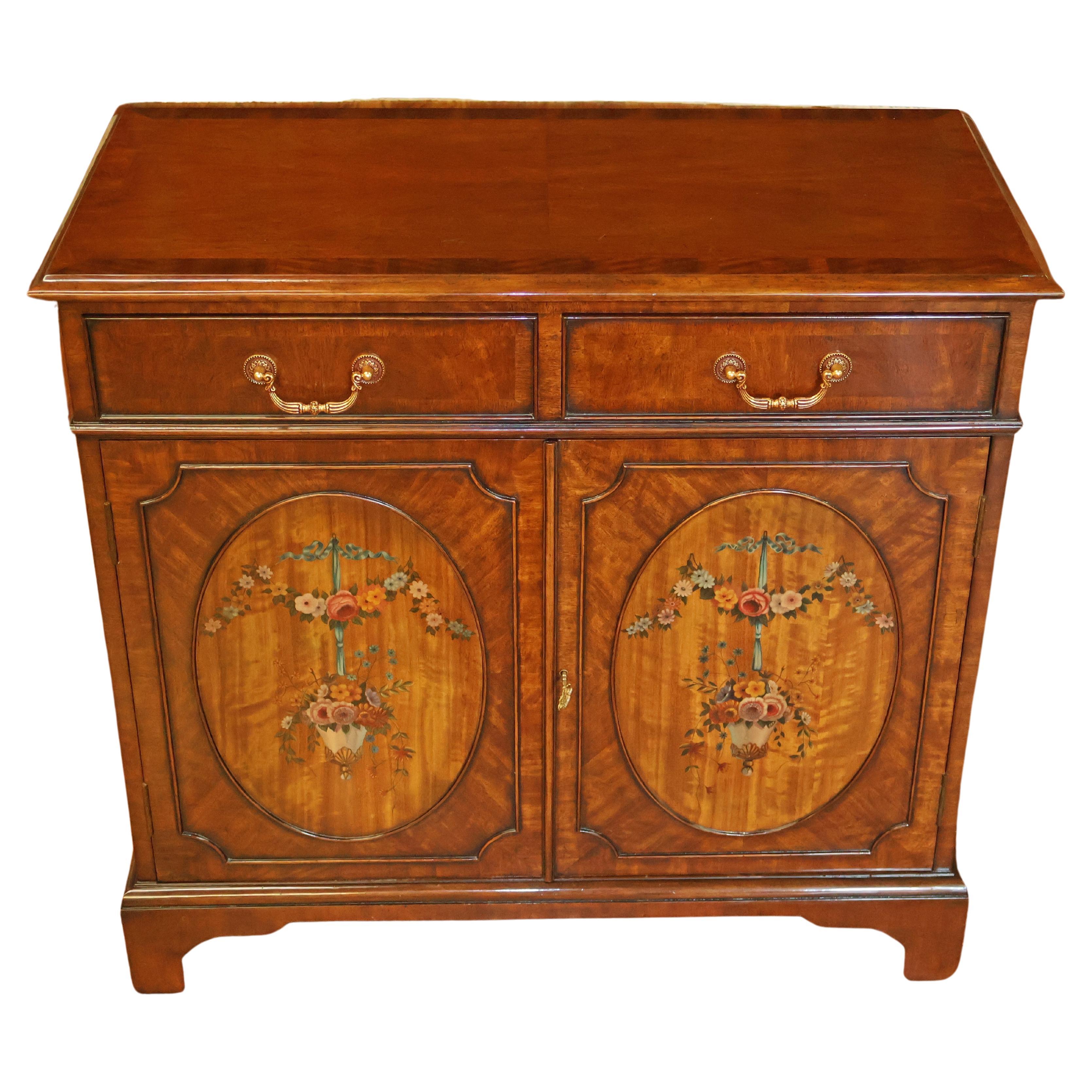 Maitland Smith Paint Decorated Mahogany Dresser Buffet Server Chest