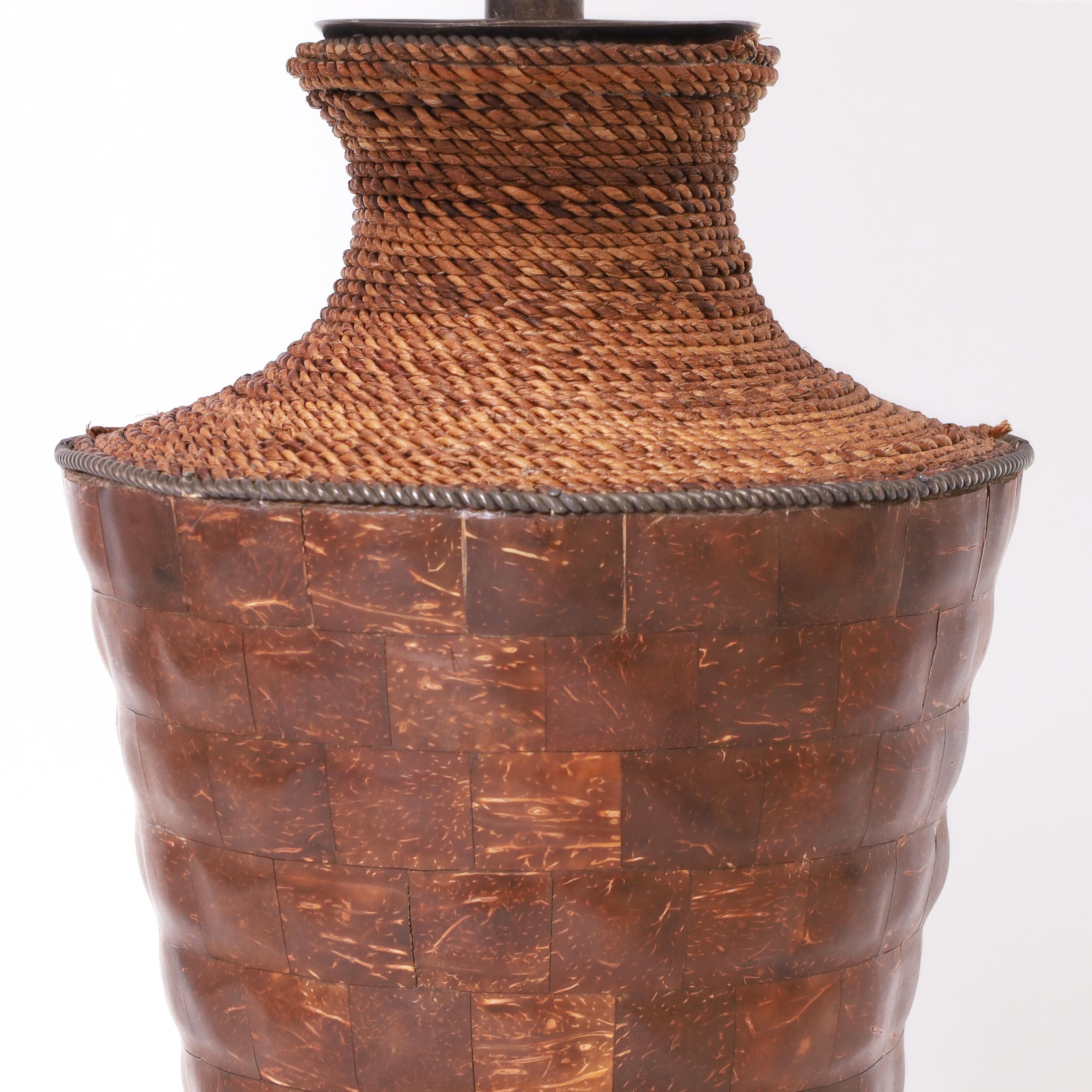 Philippine Maitland-Smith Pair of Vintage Coconut Shell Table Lamps For Sale