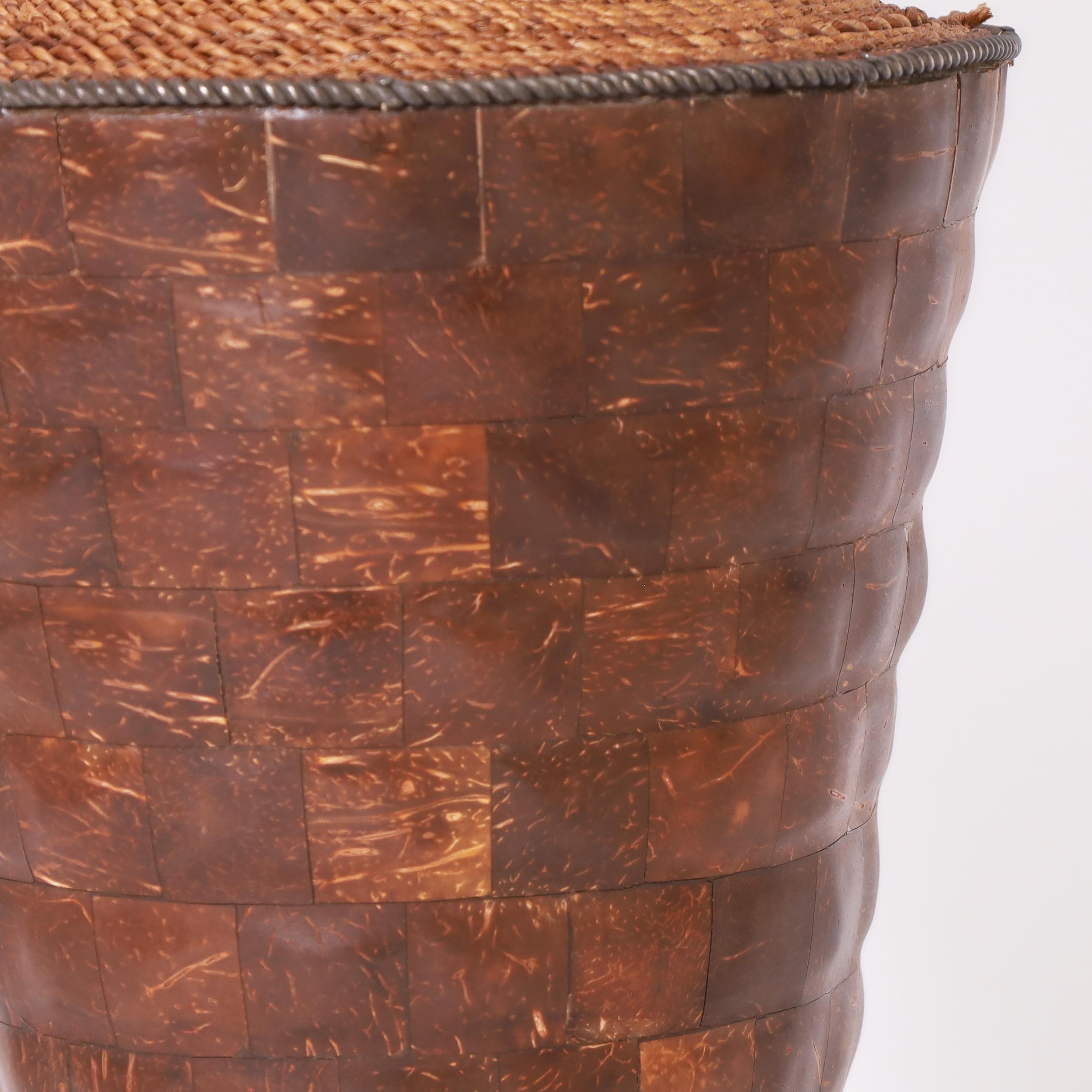 Hand-Crafted Maitland-Smith Pair of Vintage Coconut Shell Table Lamps For Sale