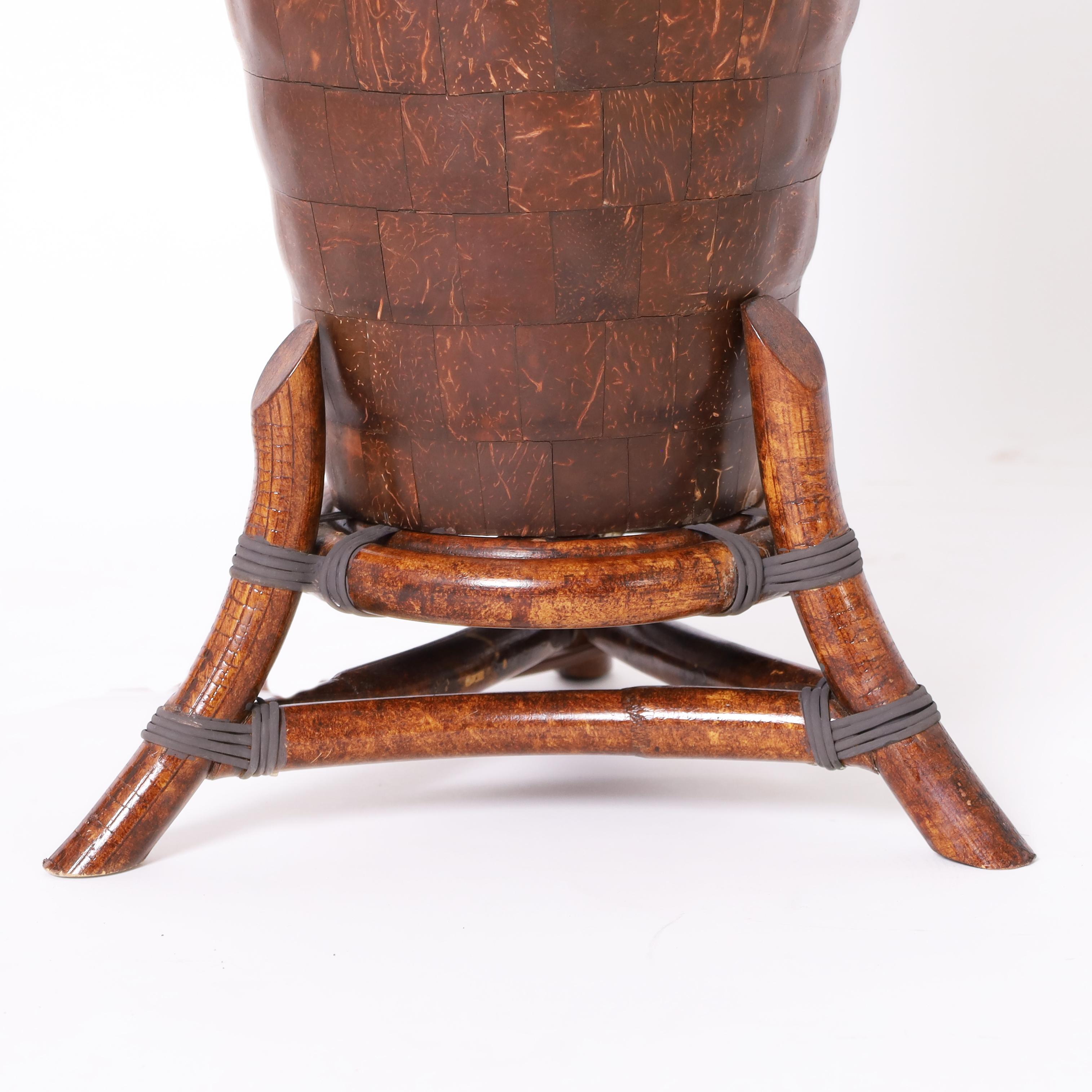 Maitland-Smith Pair of Vintage Coconut Shell Table Lamps In Good Condition For Sale In Palm Beach, FL