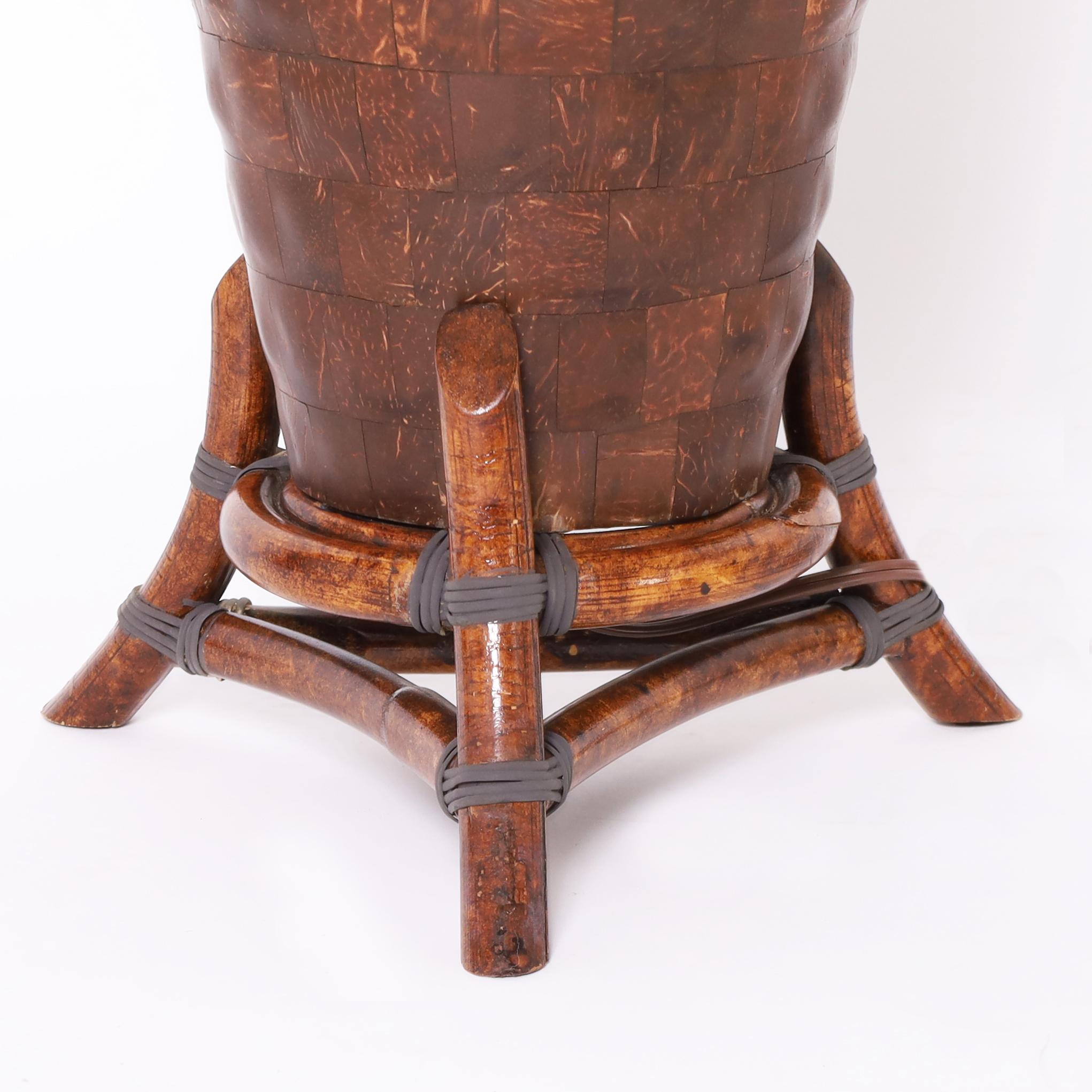 20th Century Maitland-Smith Pair of Vintage Coconut Shell Table Lamps For Sale