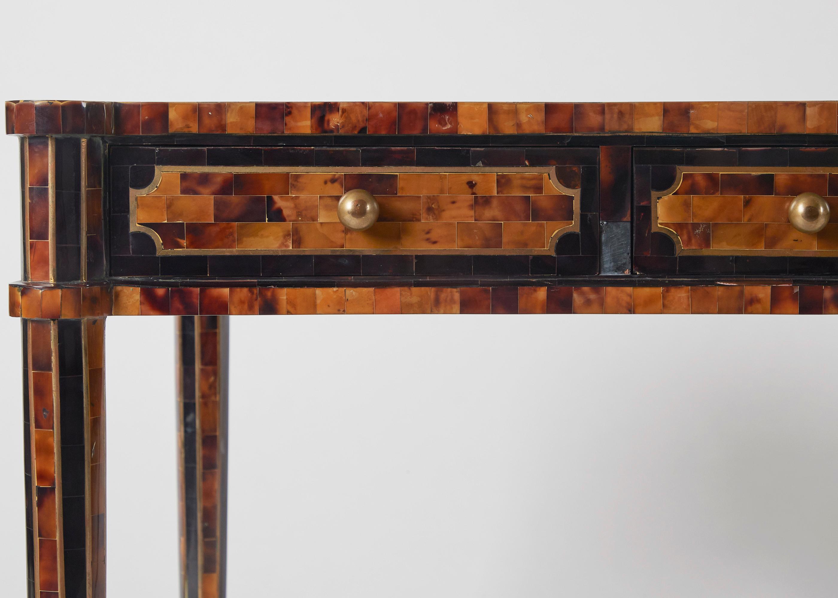 Neoclassical Maitland-Smith, Partners Desk, Faux Tortoiseshell Inlay, US, circa 1980s