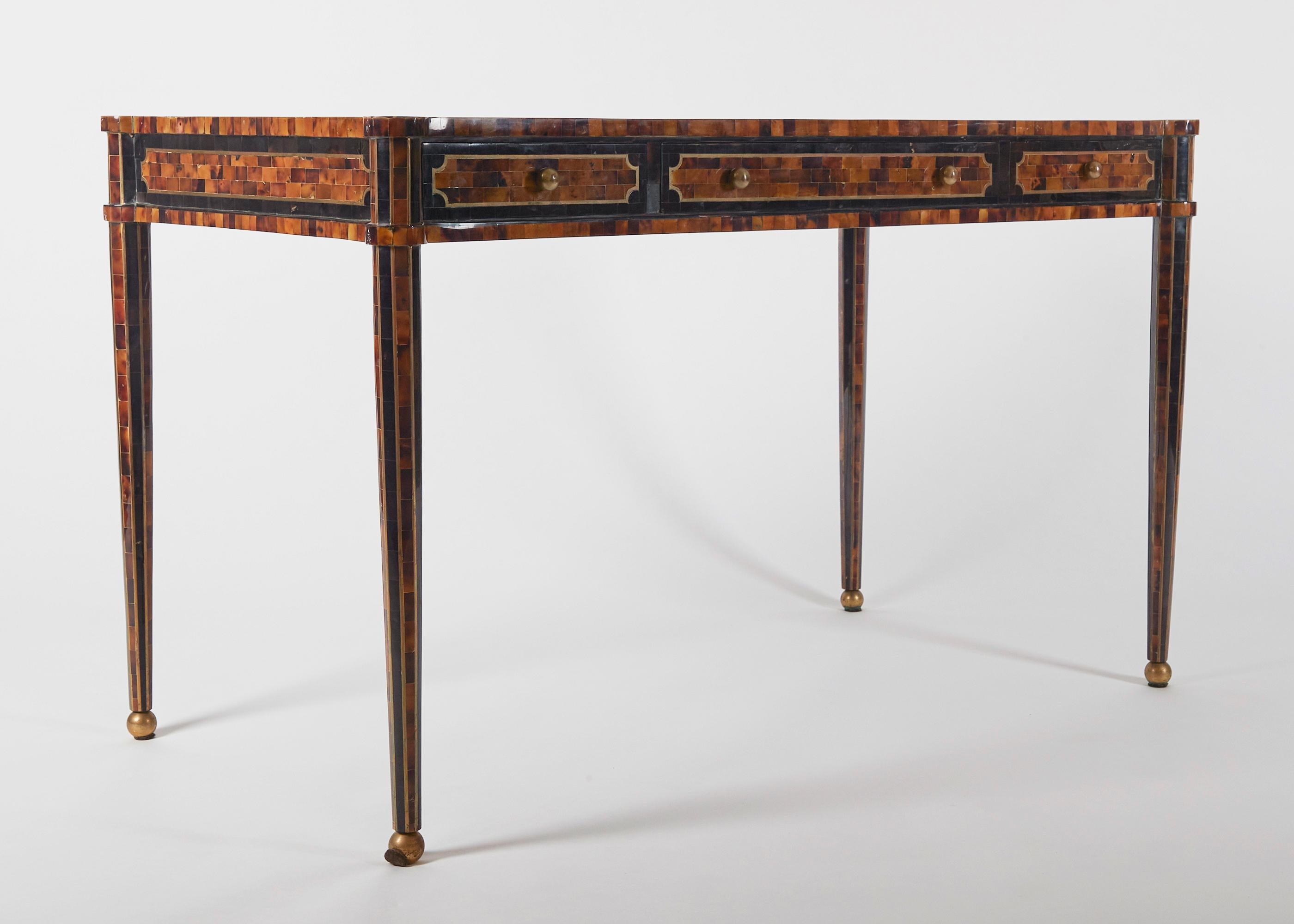 Veneer Maitland-Smith, Partners Desk, Faux Tortoiseshell Inlay, US, circa 1980s