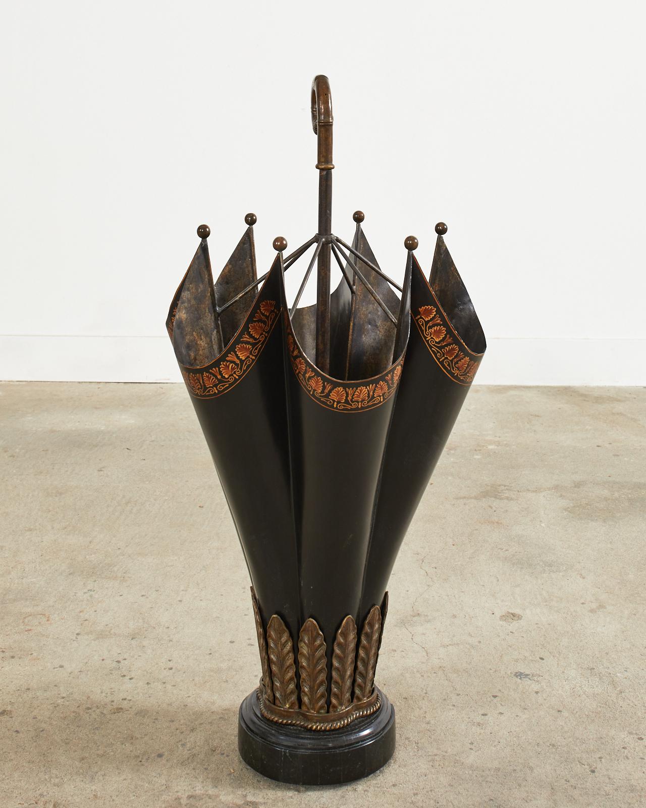 20th Century Maitland-Smith Patinated Brass Umbrella Stand Holder