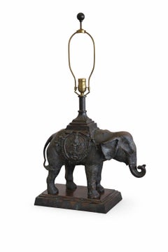 Maitland-Smith Patinated Bronze Elephant Table Lamp, Anglo-Indian Style