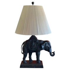 Maitland-Smith Patinated Bronze Elephant Table Lamp, Anglo-Indian Style