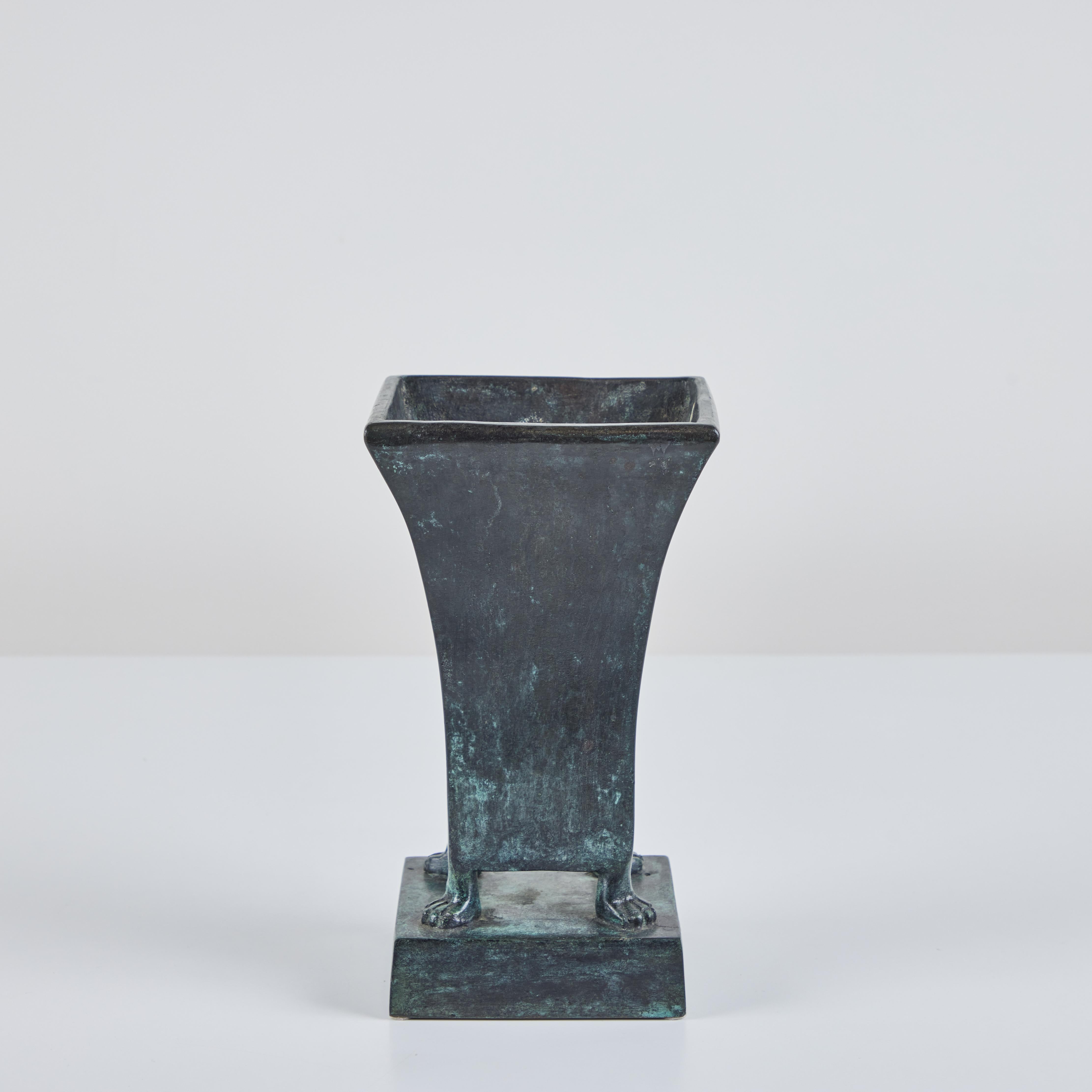 Art Deco Maitland-Smith Patinated Bronze Footed Vase